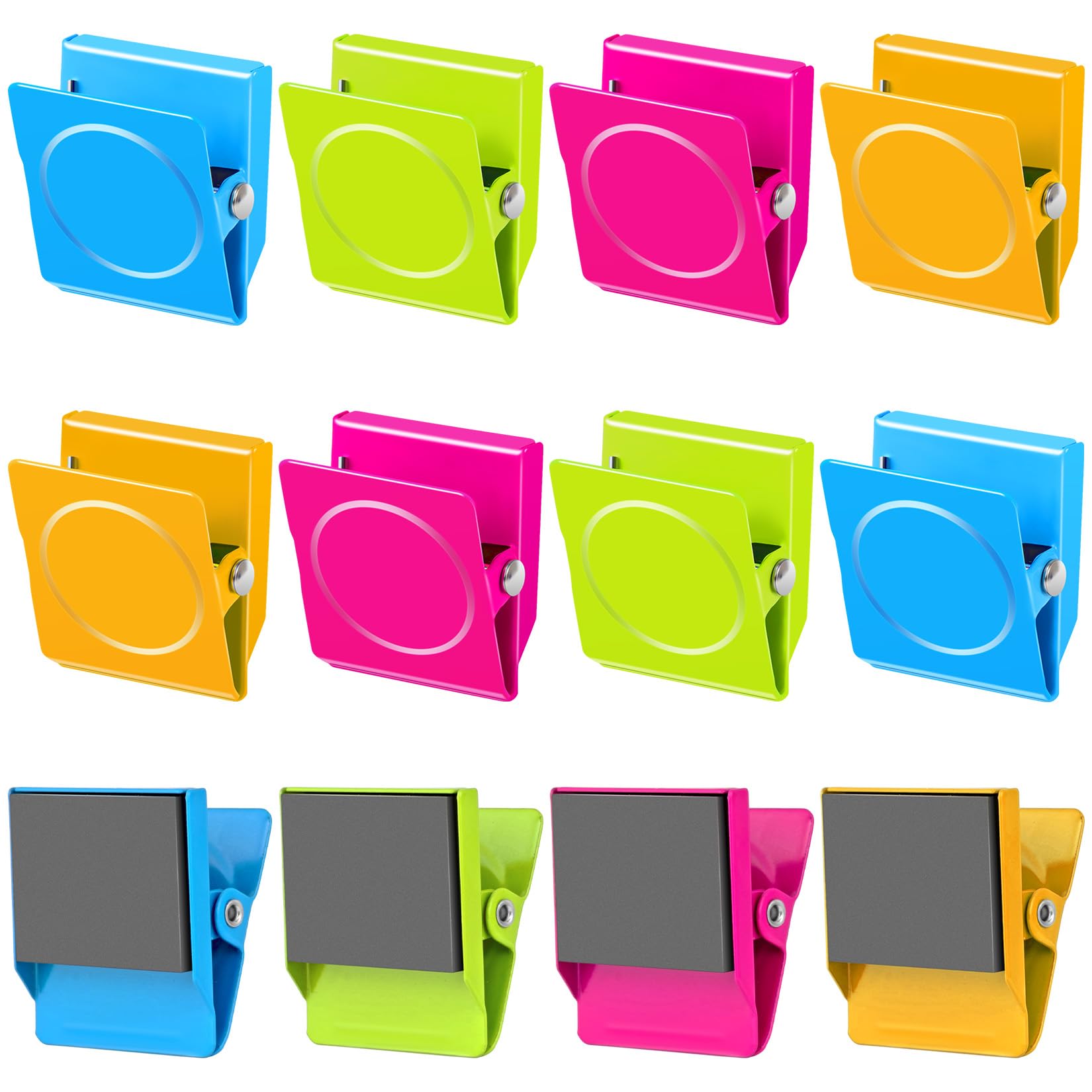 12 Pack Magnetic Clips - Strong Refrigerator & Whiteboard Magnets for Hanging Photos, Memos & Notes | Perfect for Home, Office & School Organization