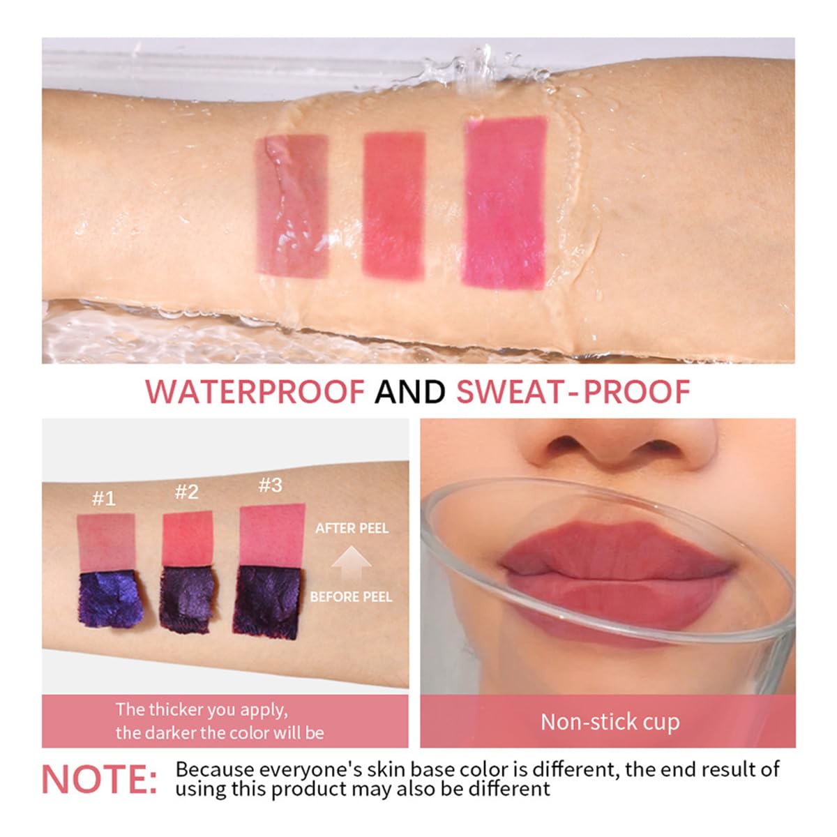 3PCS Peel Off Lipstick Set - Long Lasting Waterproof Lip Stain, Highly Pigmented Matte Lip Liner & Lipstick for Party, Wedding, Date Night Makeup