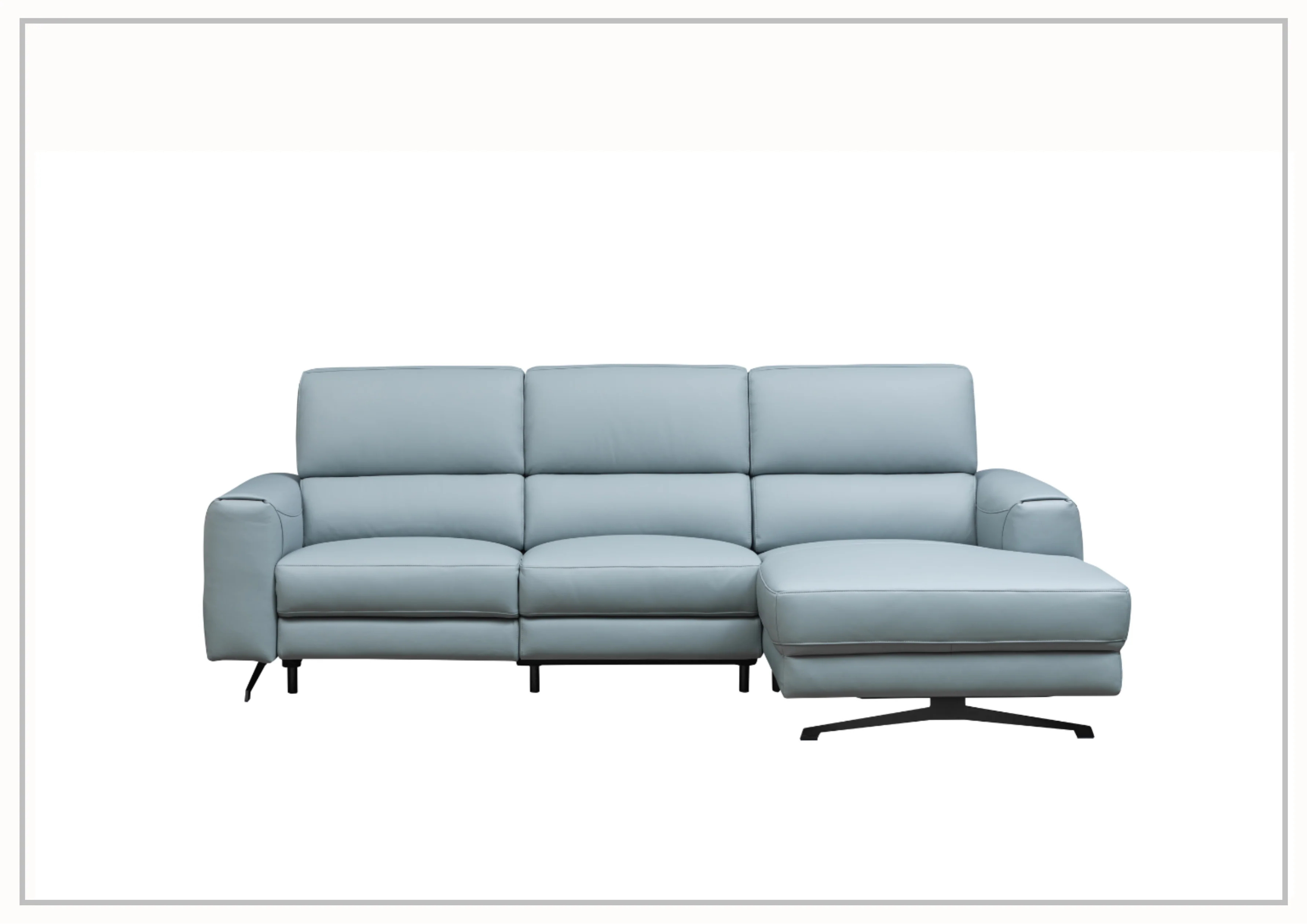 Klaussner Milano Blue Leather L-Shaped Power Reclining Sectional Sofa - Modern Living Room Furniture for Home Theater & Family Gatherings