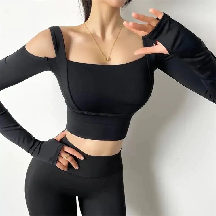 Women's Strapless Long Sleeve Dry Fit Tank Top - Breathable Workout Shirt for Gym, Running & Fitness | Moisture Wicking Athletic Sportswear for Yoga, HIIT & Active Lifestyles