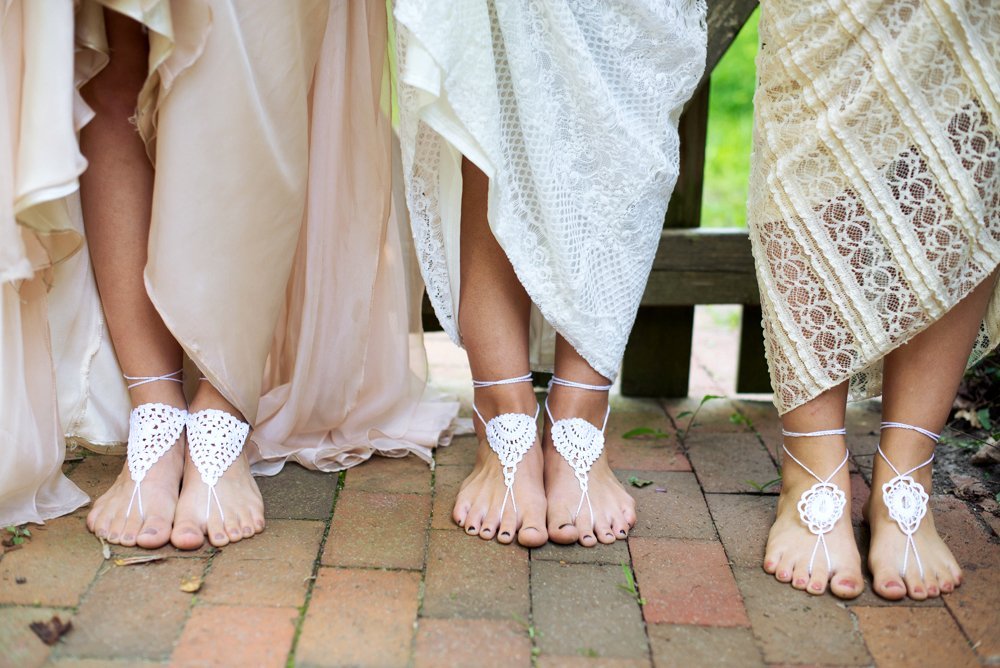 Handmade Crochet Barefoot Sandals for Women - Adjustable Boho Beach Wedding Sandals, Lace Foot Jewelry, One Size Fits Most - Perfect for Beach Weddings, Summer Vacations & Boho Fashion (Ivory)
