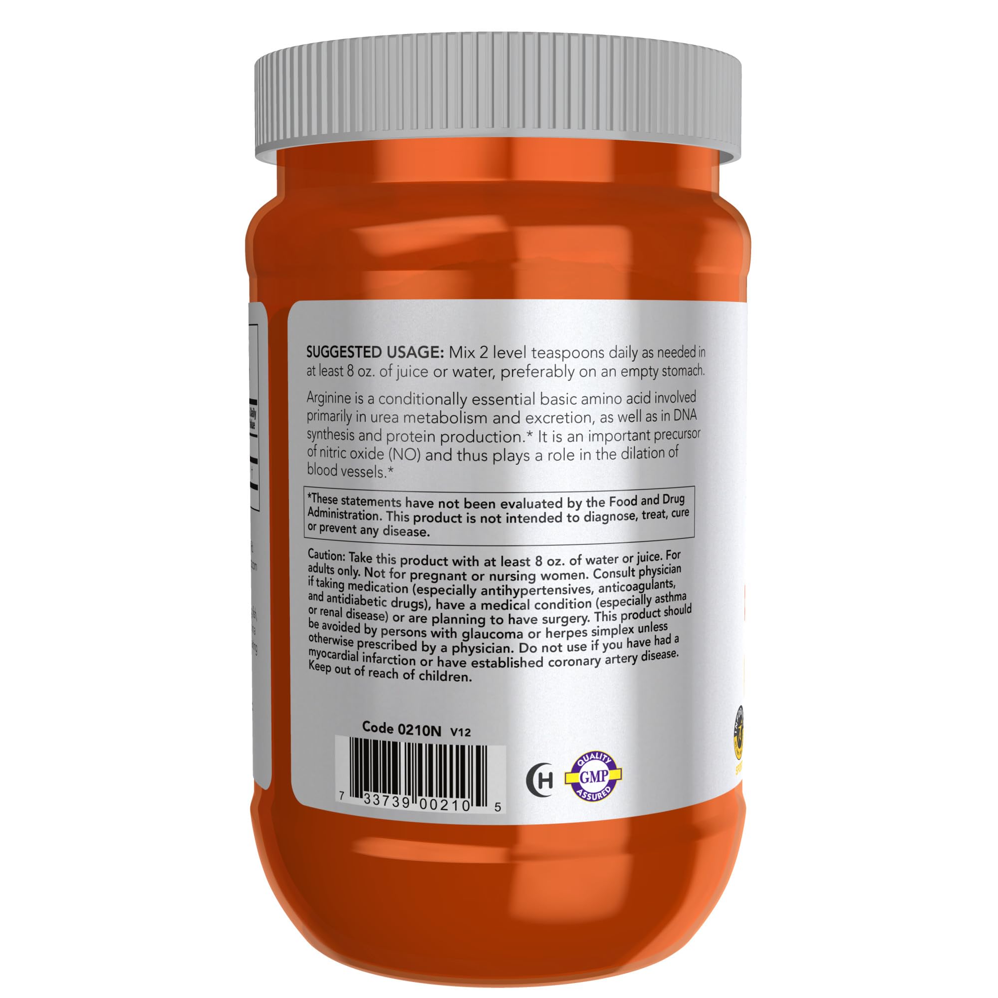 NOW Sports Nutrition L-Arginine Powder 1 lb - Nitric Oxide Booster & Amino Acid Supplement for Muscle Growth, Workout Performance & Heart Health - Pure Unflavored Powder for Pre-Workout, Post-Workout & Daily Wellness