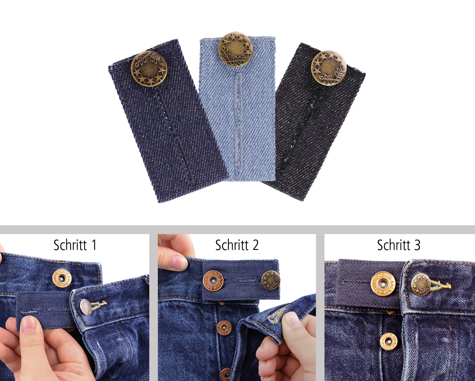 Maternity Bump Band & Jeans Extenders Set - Twin Pack with 3 Extenders, Back Warmer & Top Extender for Pregnant Women | Stretchy Comfortable Pregnancy Support | Dark Blue/Black | Medium/Large | Perfect for Work, Travel & Everyday Wear