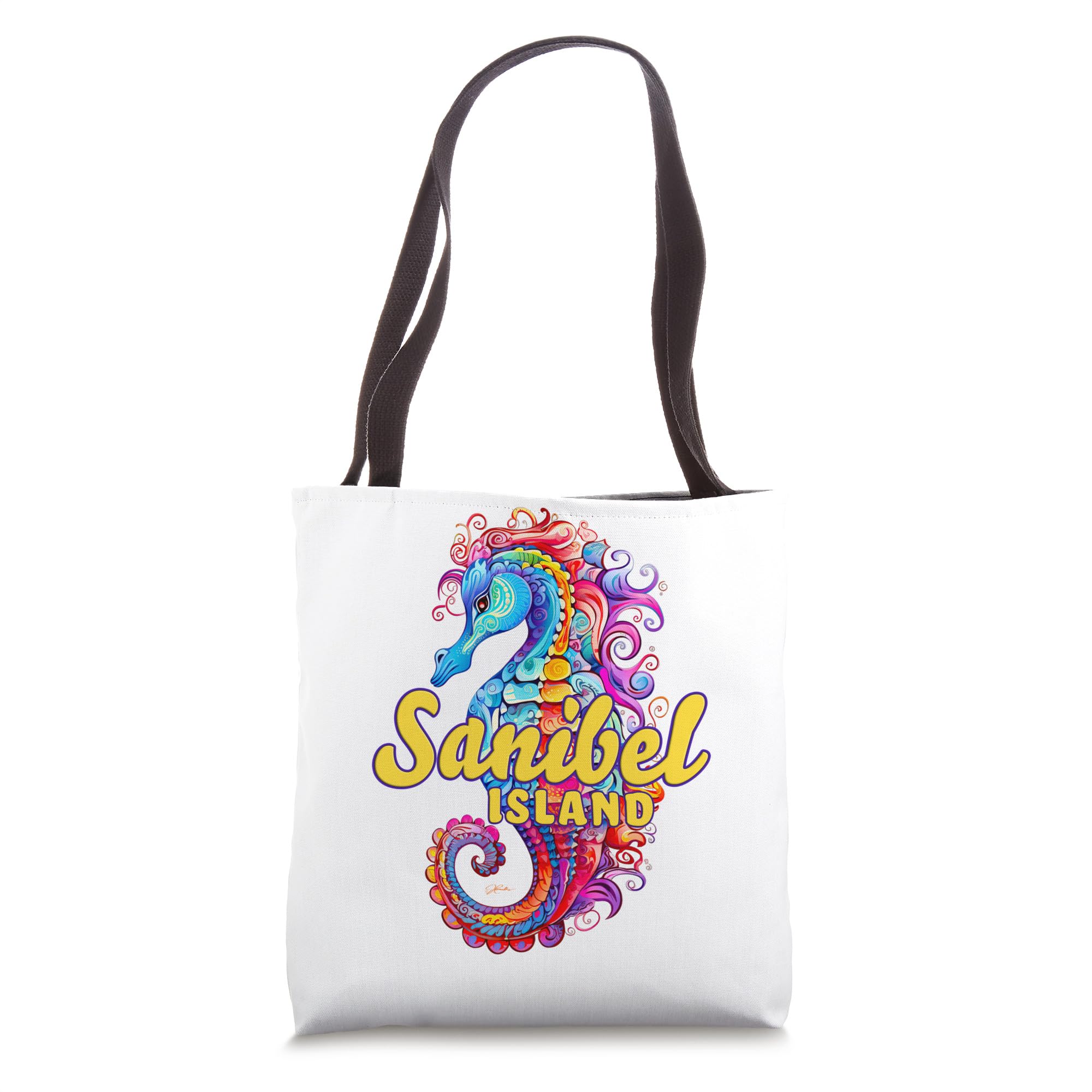 JCombs Sanibel Island Florida Seahorse Beach Tote Bag - Stylish & Durable Canvas Tote for Beach Trips, Shopping & Travel Accessories