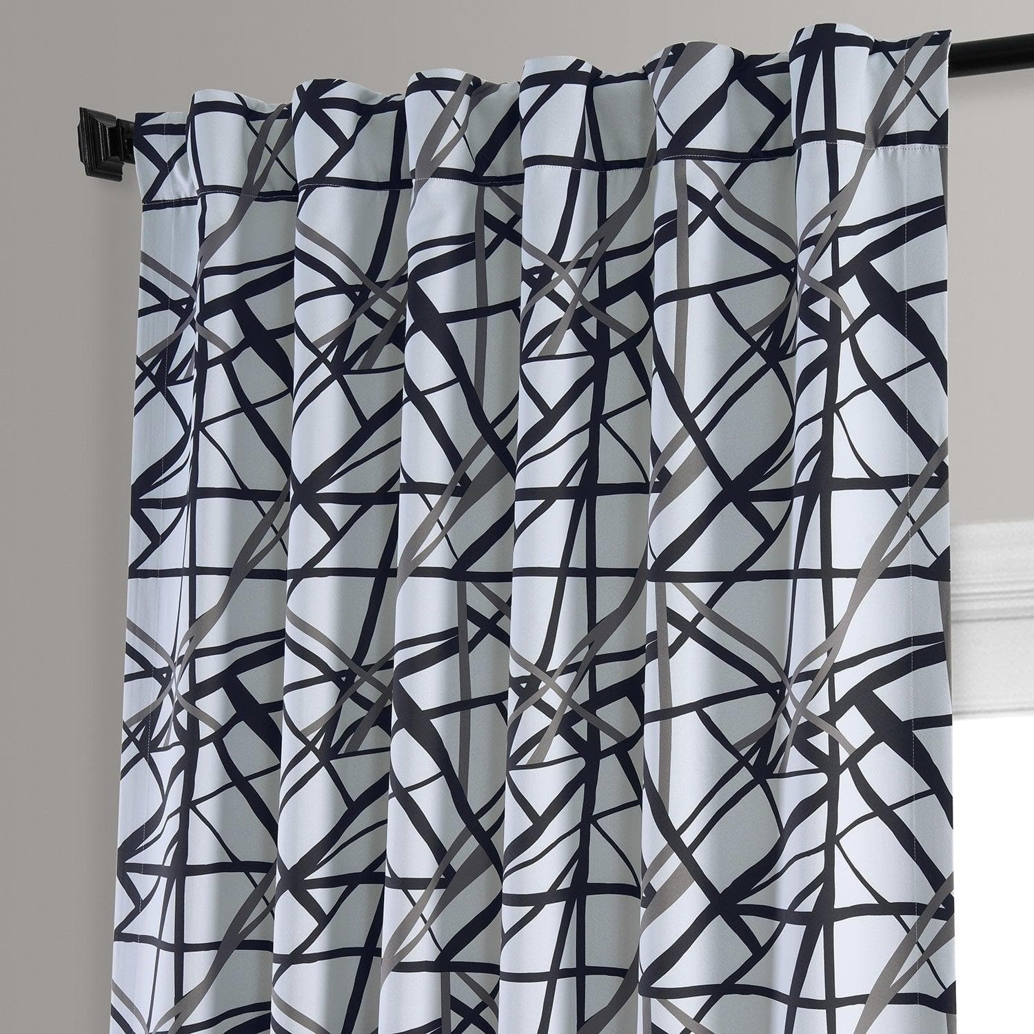 Blackout Curtains for Bedroom - Gridlock Black Steel Abstract Room Darkening Window Drapes - Perfect for Home Theater, Nursery & Light Sleepers
