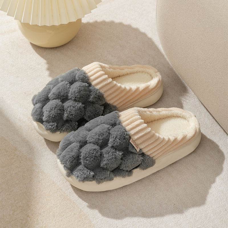 Honeycomb Fluffy Plush Slippers for Women & Men - Ultra Soft Warm Indoor House Slippers with Non-Slip Sole - Perfect for Winter, Home, Office & Lounge Wear
