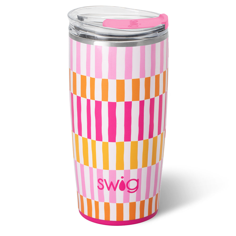 22oz Sherbet Stripe Insulated Tumbler - Double Wall Vacuum Stainless Steel Cup with Lid & Straw - Perfect for Iced Coffee, Smoothies & Cold Drinks at Home, Office or Travel