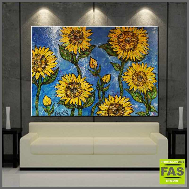 Abstract Realism Sunflower Painting - Modern Wall Art for Home & Office Decor - Perfect for Living Room, Bedroom, or Workspace