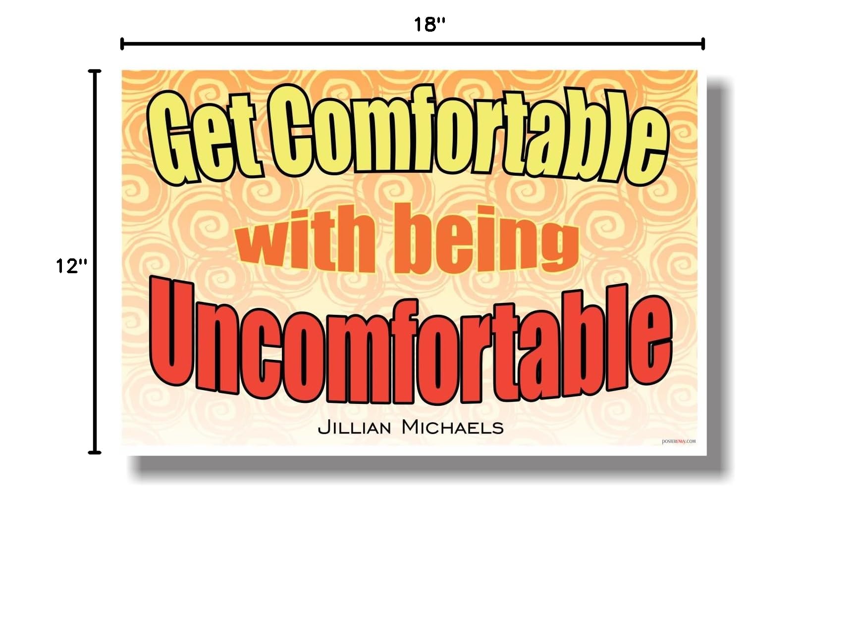 Get Comfortable With Being Uncomfortable - Jillian Michaels Motivational Poster for Classroom, Office & Gym - Inspirational Wall Art for Teachers, Students & Fitness Enthusiasts