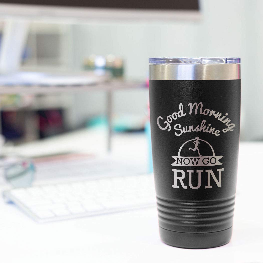 20oz Double Insulated Stainless Steel Tumbler for Running & Workouts - Leakproof Travel Mug with Lid - Perfect for Morning Jogging, Gym & Outdoor Activities - Black