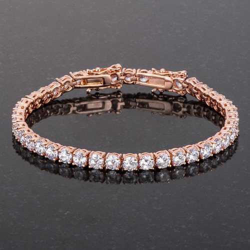 17.6 Carat Rose Gold Tennis Bracelet with Sparkling Round Cubic Zirconia CZ Stones - Elegant Jewelry for Weddings, Parties & Special Occasions