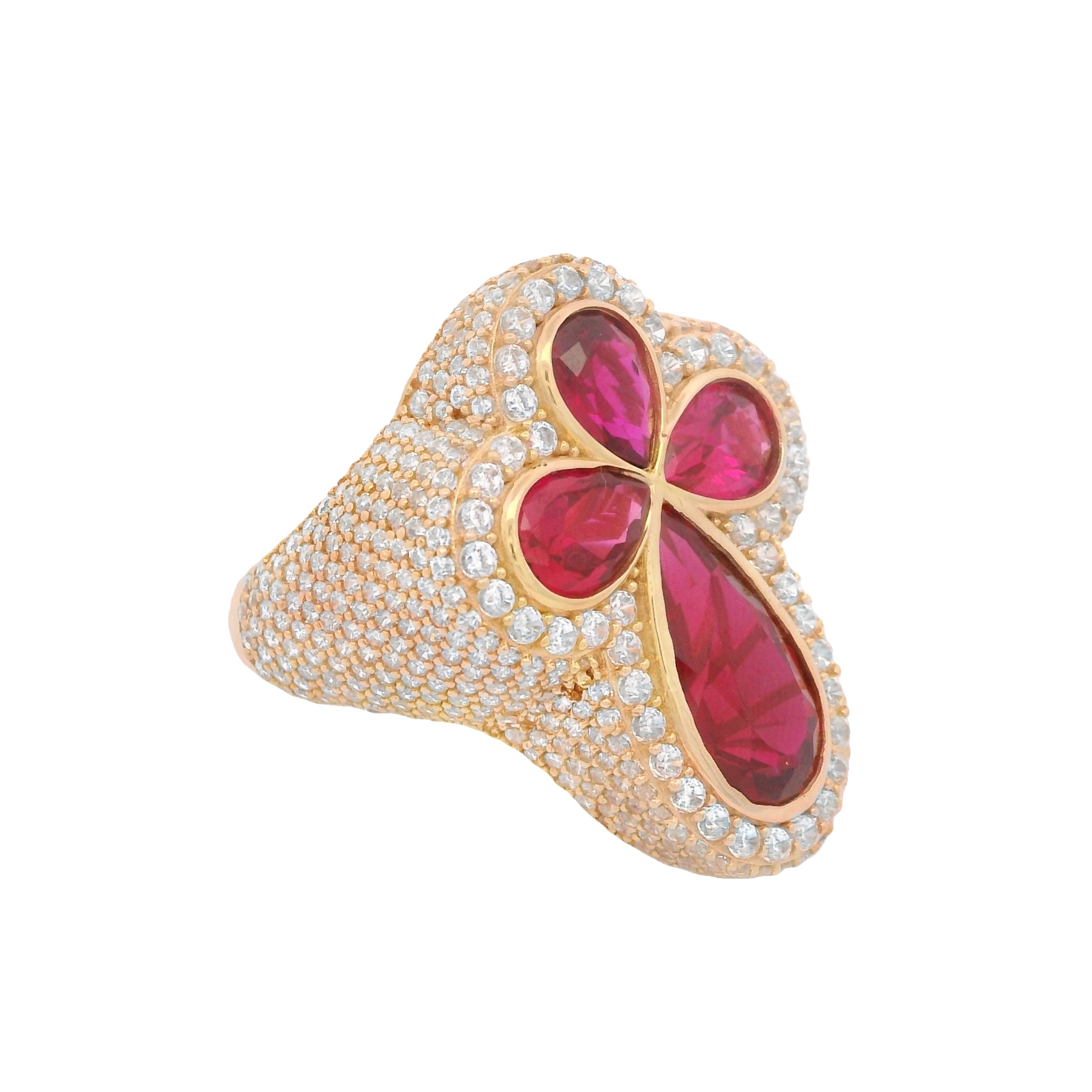 14K Gold Cross CZ Red Ring for Women - Elegant Cubic Zirconia Jewelry Gift for Christmas, Birthday & Anniversary - Perfect for Daily Wear, Parties & Special Occasions