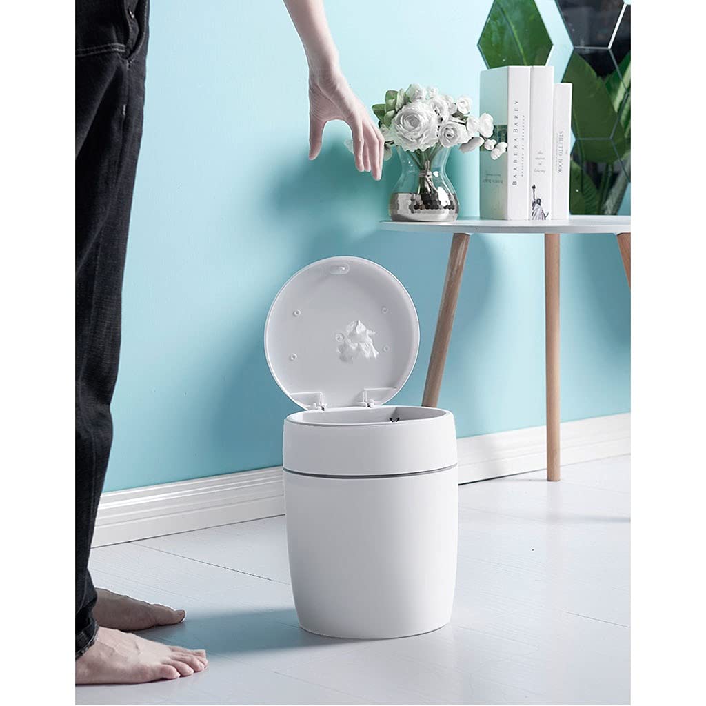 10L Round Push Trash Can with Lid - Simple Covered Household Garbage Bin for Kitchen, Bedroom, Living Room | Durable & Odor-Proof Indoor Waste Basket for Home & Office Use
