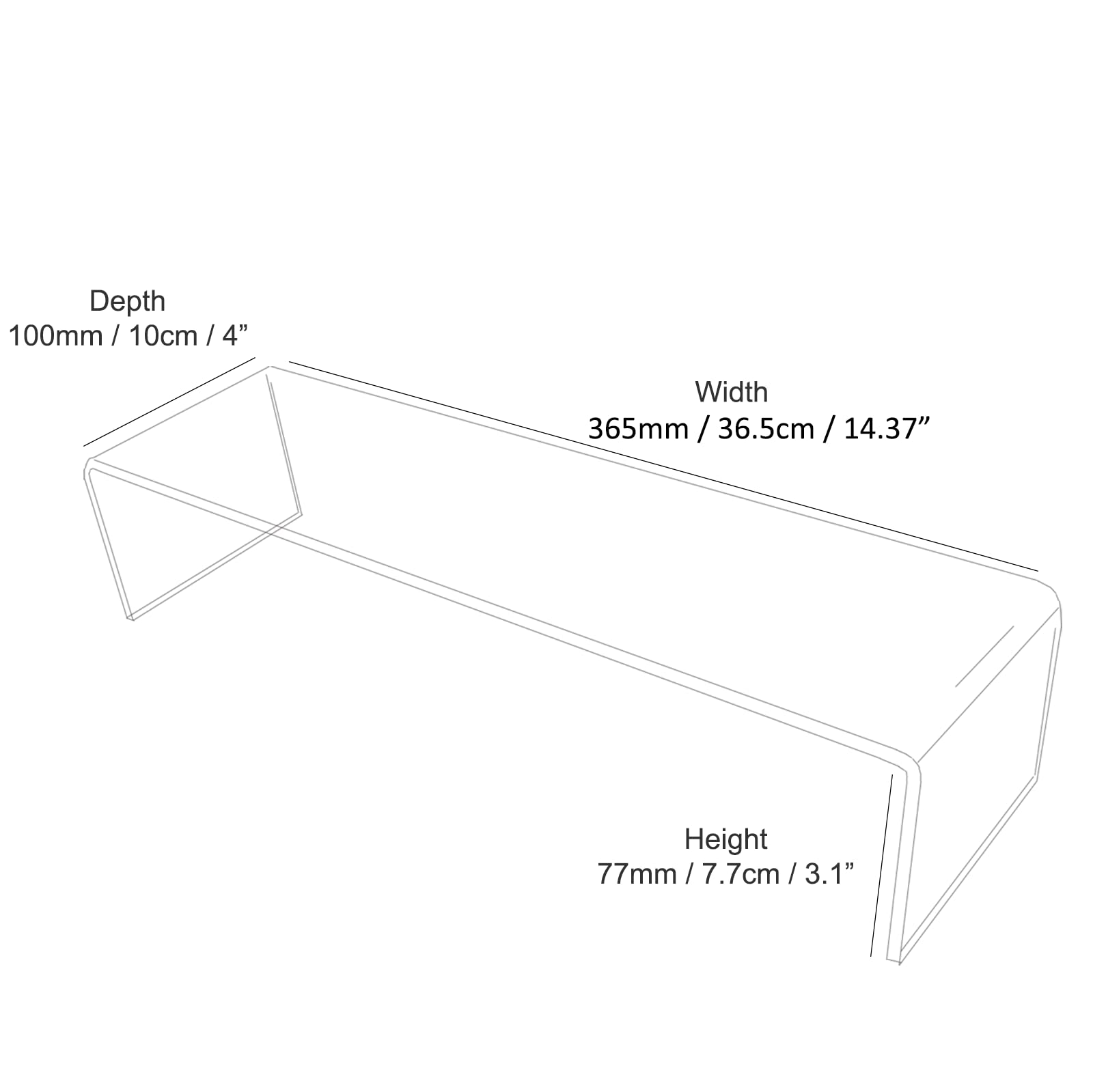 Clear Acrylic Plinth Shelf Risers DS80 - Cabinet & Retail Shop Display Organizer for Kitchen, Bathroom & Store Showcase
