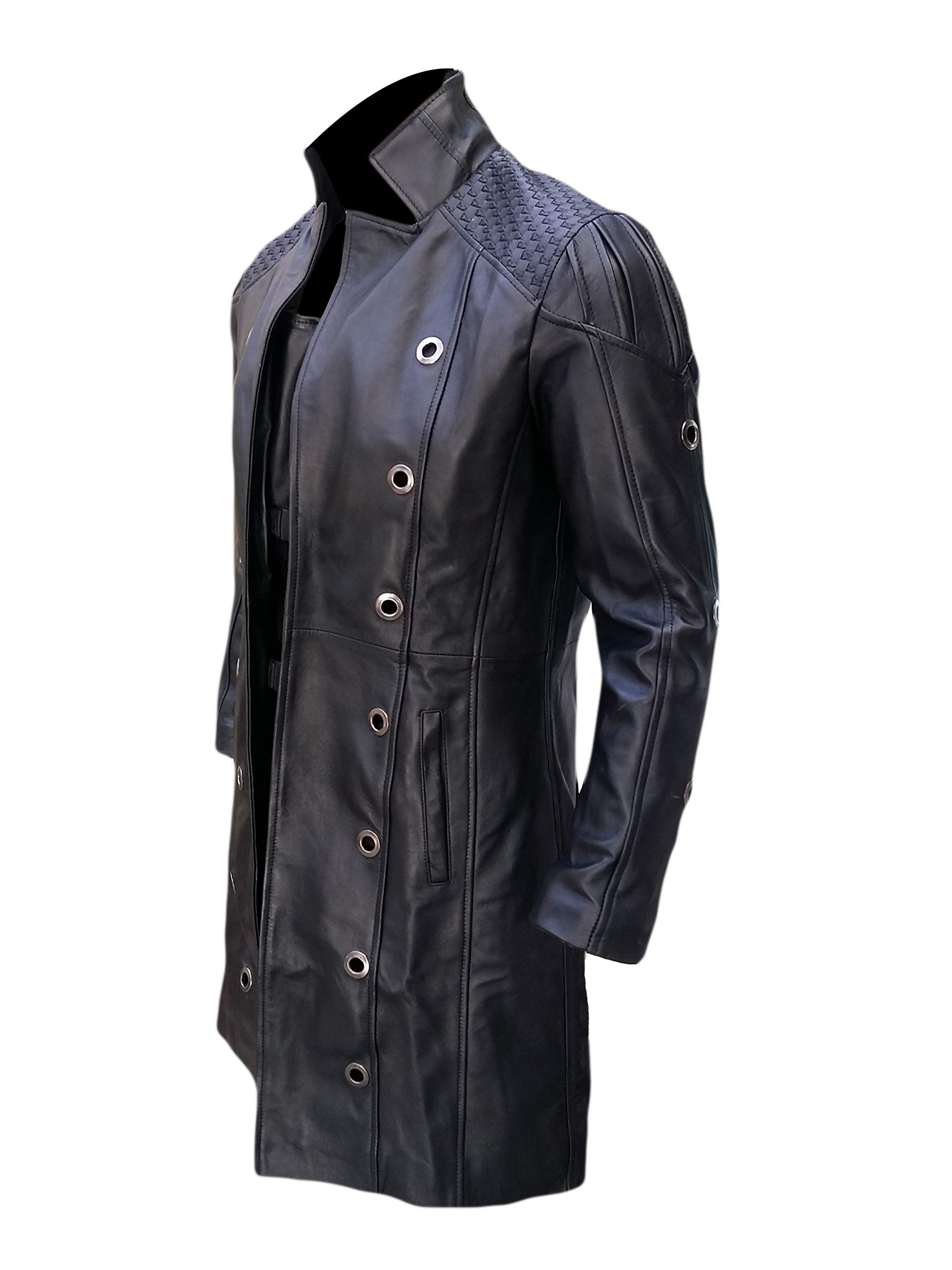 Deus Ex Human Revolution Adam Jensen Black Leather Jacket - Cosplay Costume, Video Game Inspired Outerwear for Halloween & Comic Con