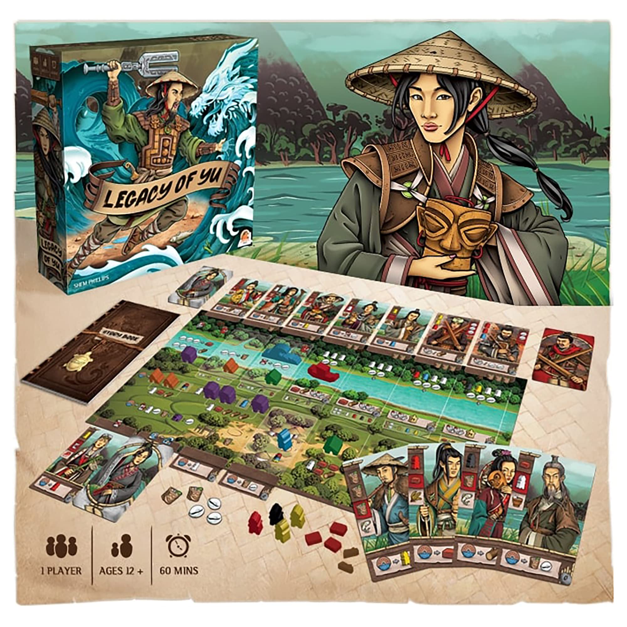 Legacy of Yu - Ancient China Themed Solo Board Game by Garphill Games | Strategy Adventure for 1 Player Ages 14+ | Perfect for Home Game Nights & Solo Gaming Enthusiasts