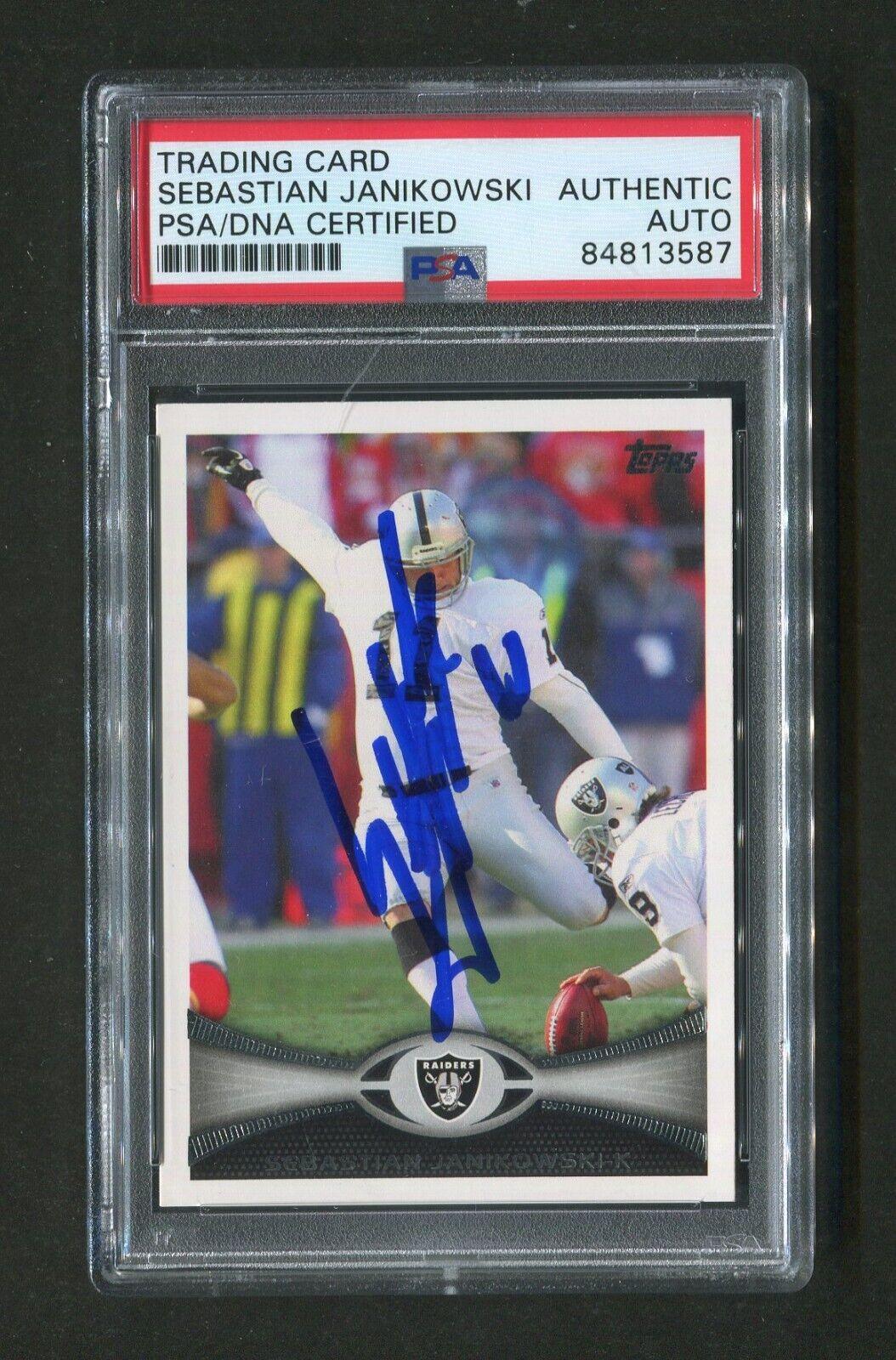2012 Sebastian Janikowski PSA/DNA Authentic Autographed Topps Football Card - Oakland Raiders Memorabilia for Collectors & Sports Fans