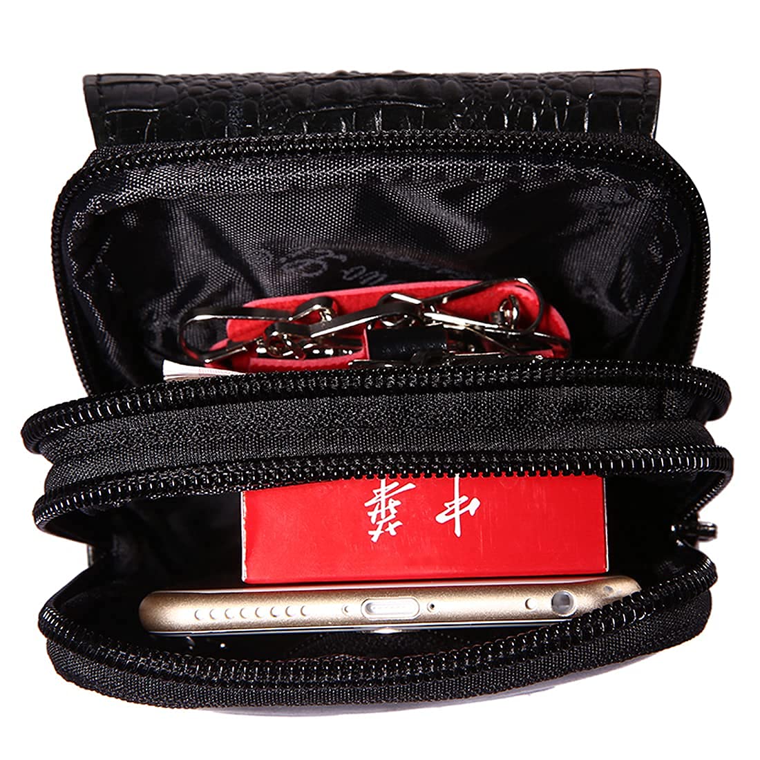 Premium Genuine Crocodile Leather Phone Belt Bag for Men - Waist Pack with Money Pouch, Travel Outdoor Essentials Holder - Perfect for Hiking, Running, Gym & Daily Use