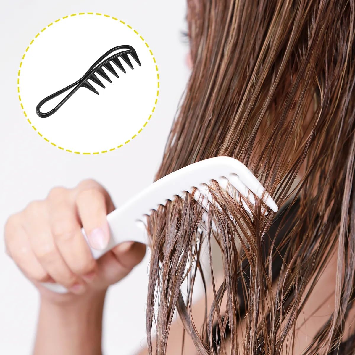 TRIMSHOOD Premium Wide Tooth Comb for Wet & Curly Hair | Detangling Shower Comb with Hook | Stylist Tool for Dry Hair | Perfect for Salons, Travel & Home Hair Care