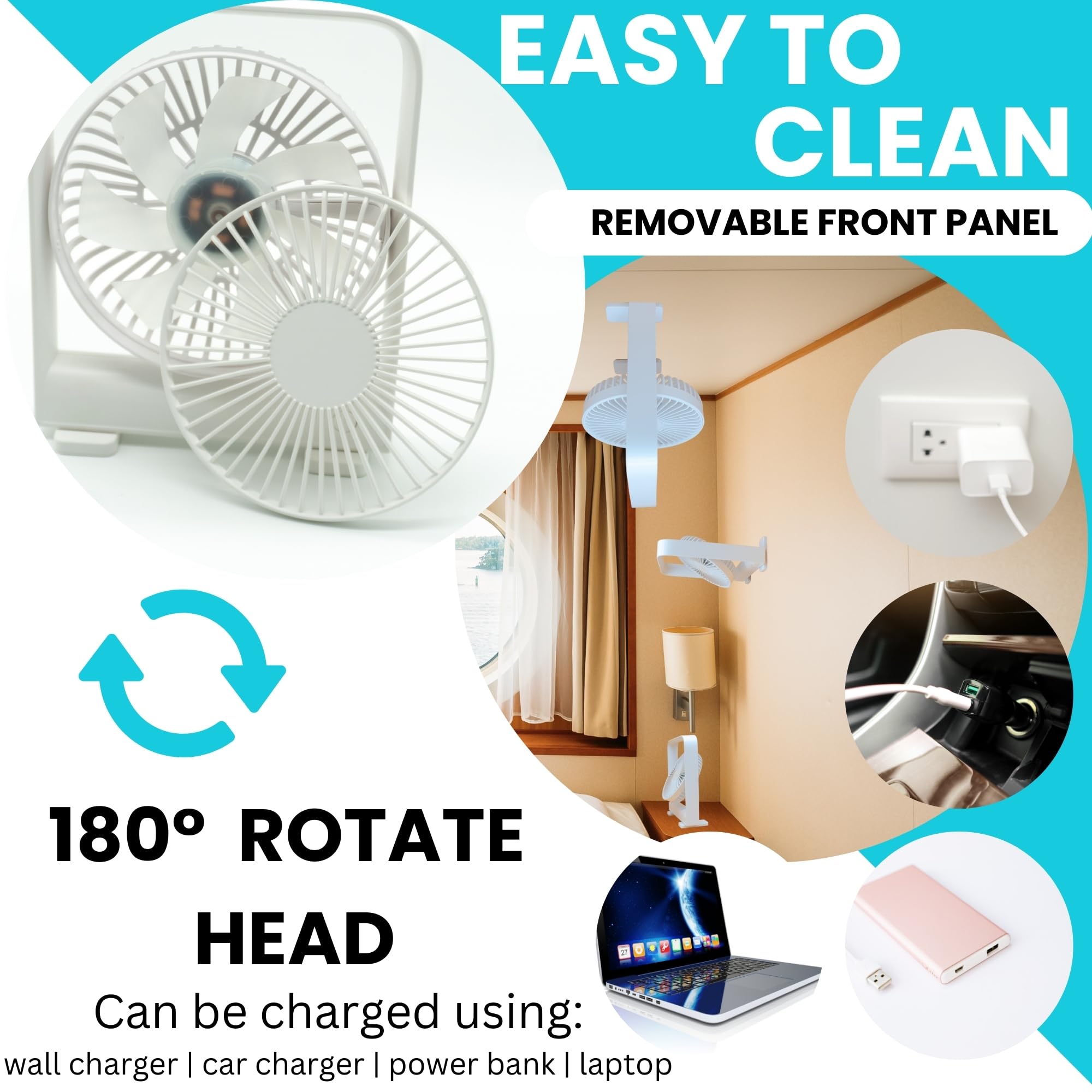 Original Portable Cruise Fan 2025 - Powerful 3-Speed Magnetic Fan for Cruise Ship Cabins, Sticks to Ceilings & Walls - Perfect for Travel, Small Spaces & Hot Weather