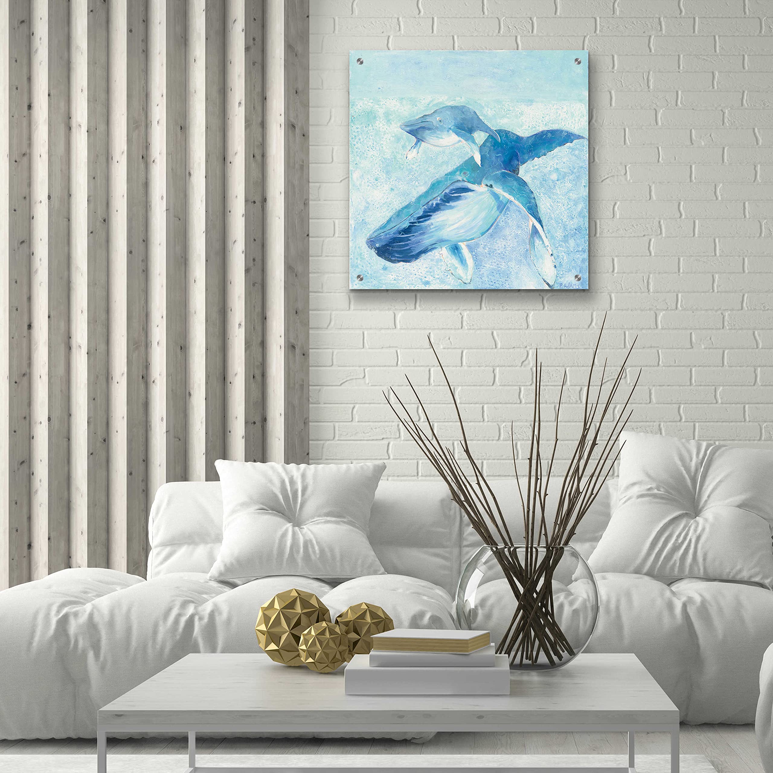 Blue Mama Acrylic Glass Wall Art by Phyllis Adams - 24x24 Inch Modern Abstract Painting for Living Room, Bedroom & Office Decor