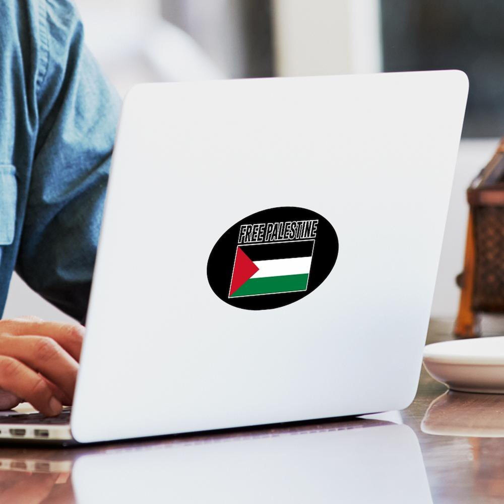 Free Palestine Oval Car Bumper Sticker - Waterproof Vinyl Decal for Cars, Trucks, Laptops - Show Your Support - Perfect for Political Activism & Social Justice Awareness