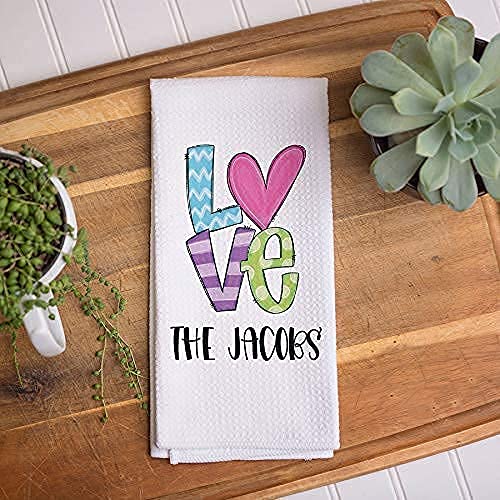 Custom Waffle Weave Dish Towel - Personalized Kitchen Towel Set for Valentine's Day Gifts - Absorbent & Decorative Home Kitchen Essentials for Cooking, Baking & Hosting