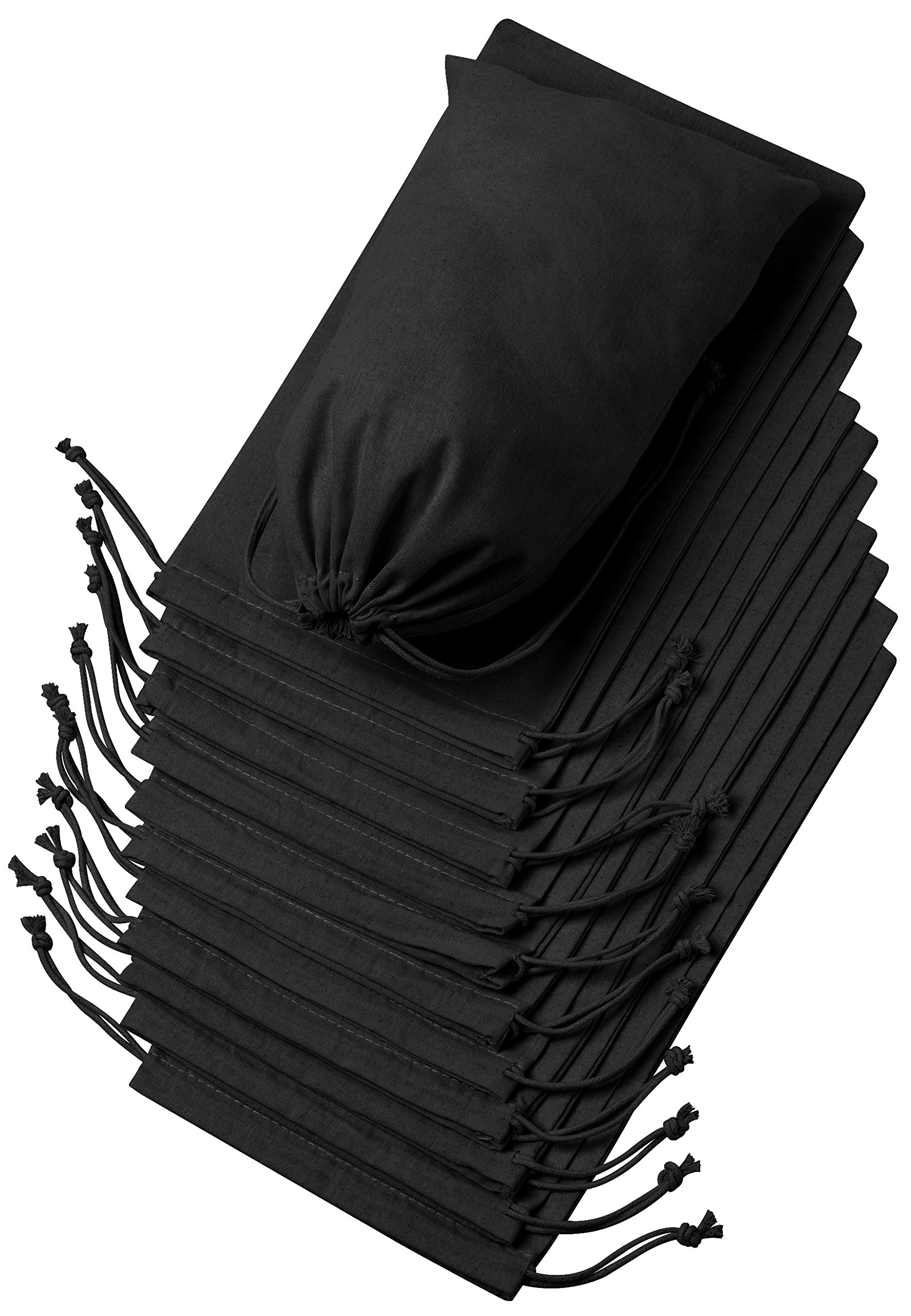 12 Pack Cotton Blend Drawstring Bags - 7x12 Inch Reusable Storage Bags for Shoes, Clothes, Pantry & Travel Organization | Perfect for Home, Gym & Travel Accessories