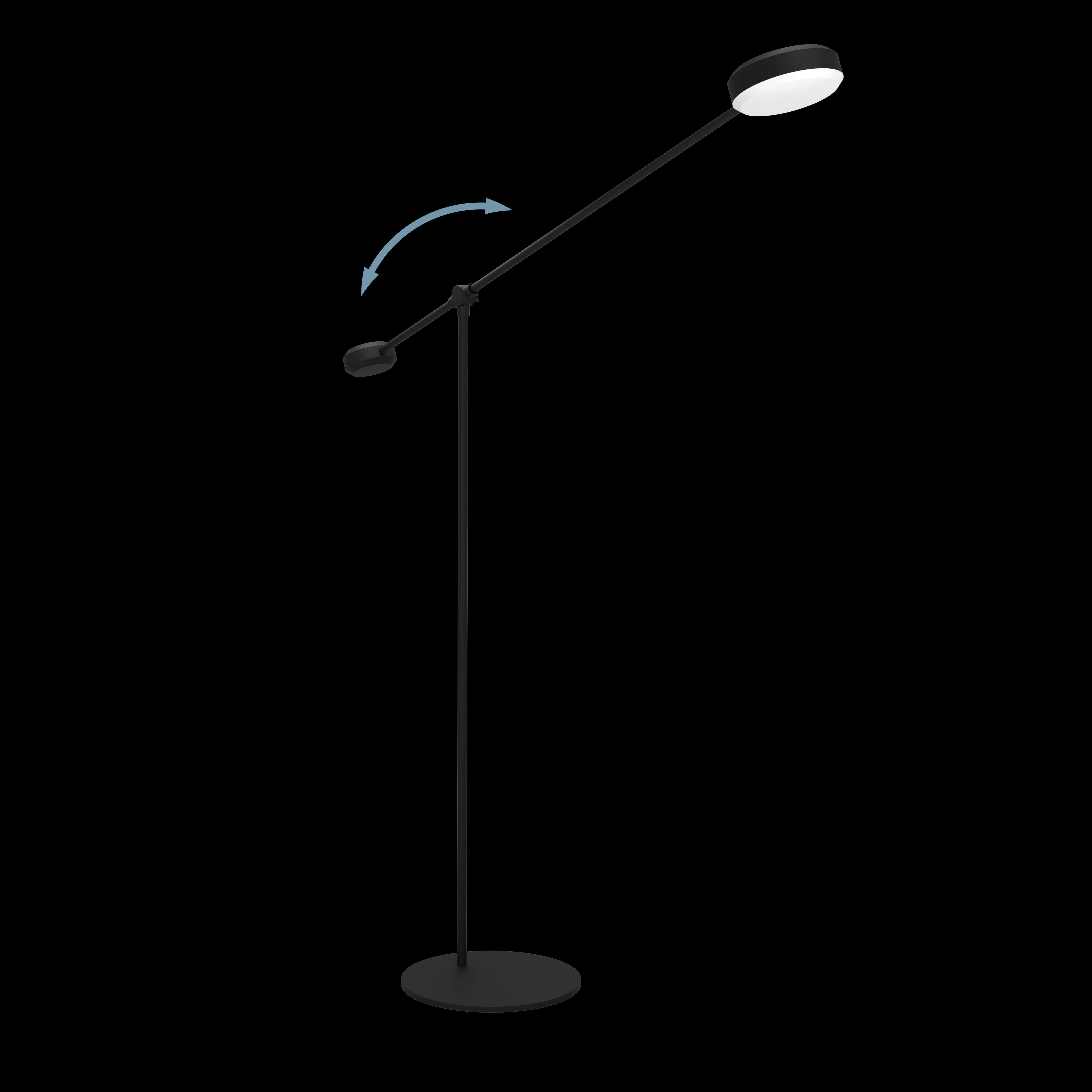 Eglo Clavellina Black LED Touch Floor Lamp with Adjustable Boom - Modern Lighting for Living Room, Bedroom, or Office