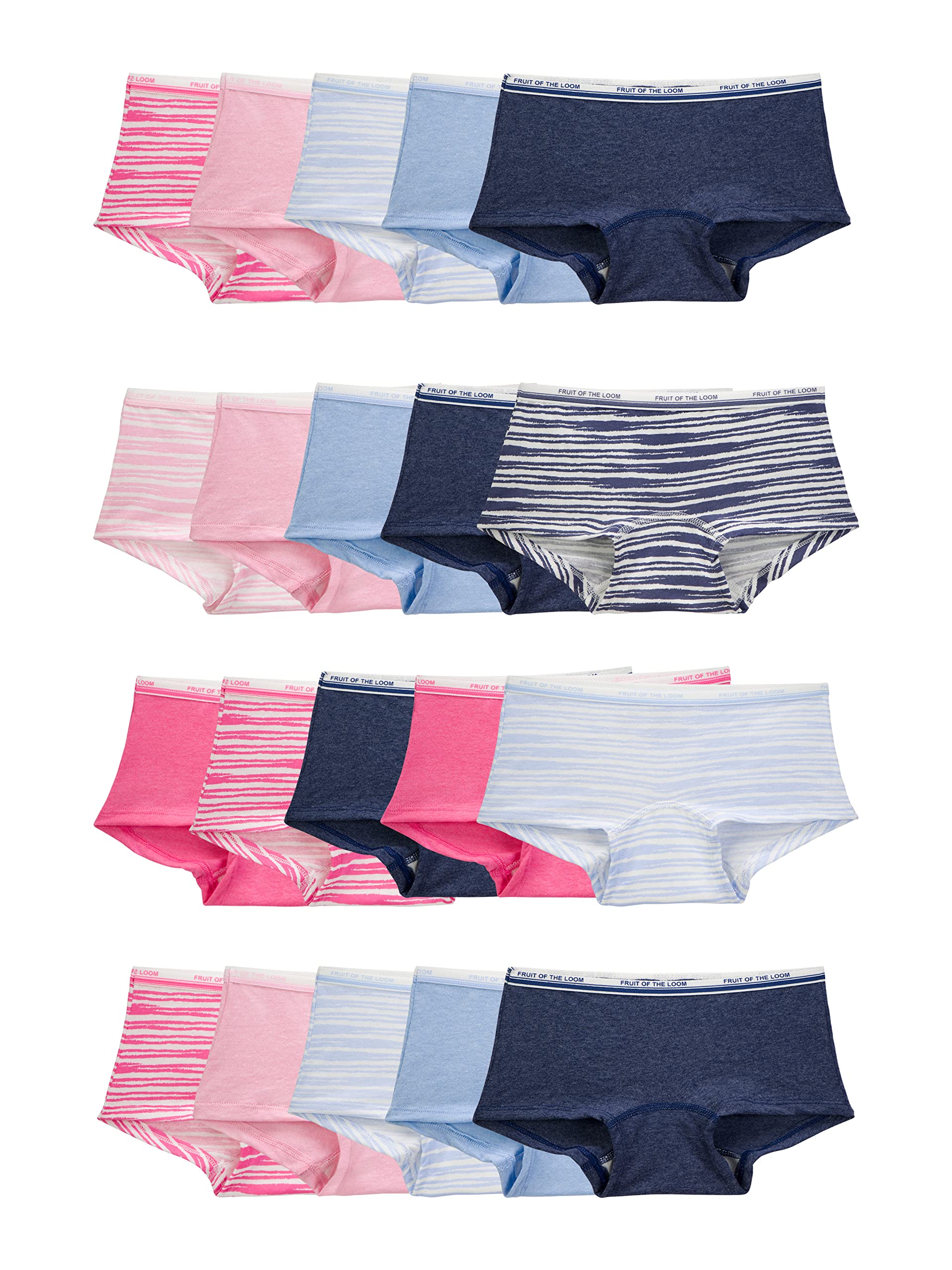 Fruit of the Loom Girls' Cotton Boyshort Underwear - Soft Comfortable Breathable Panties for Kids & Teens - Perfect for School, Sports & Everyday Wear