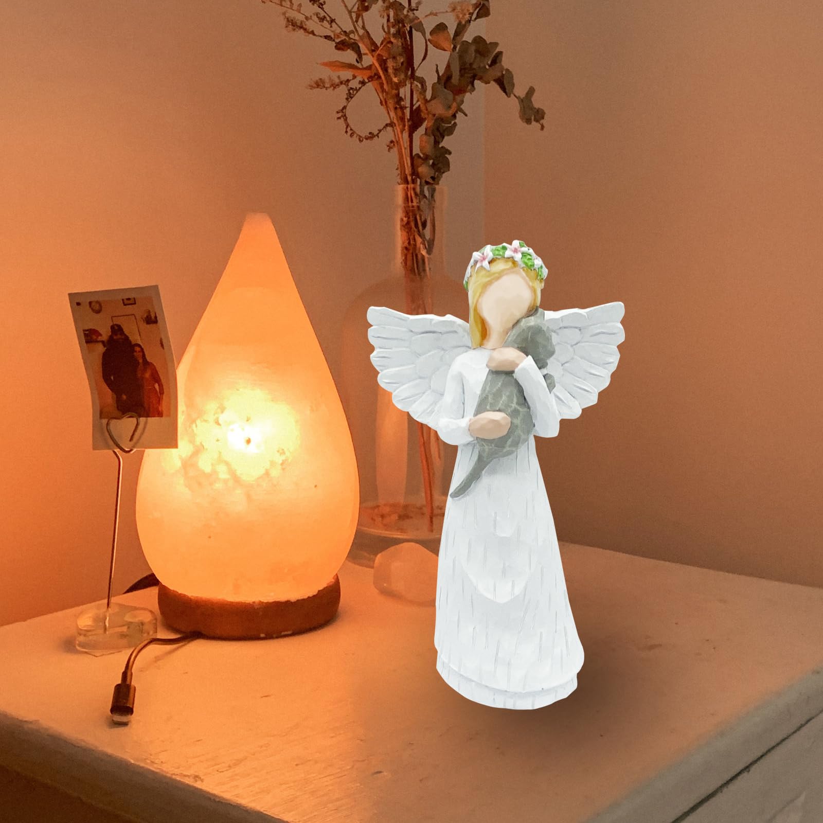 Memorial Gifts for Cat Loss - Sympathy Gifts for Cat Owners, Pet Remembrance Angel Figurine with 7 Chakra Rainbow Bridge Bracelet - Comforting Gift for Grieving Cat Moms, Perfect for Memorial Services & Healing After Pet Loss