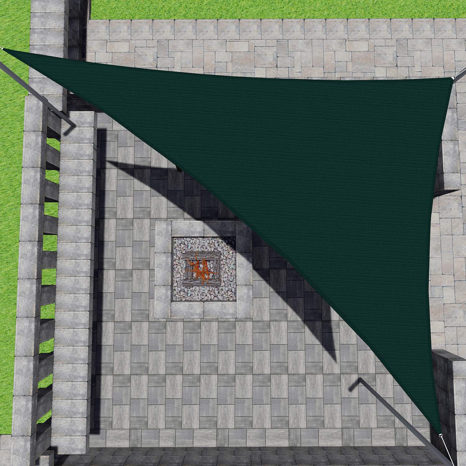 23' x 23' x 33' Right Triangle Sun Shade Sail - UV Protection Outdoor Canopy with 8 Inch Hardware Kit - Durable Green Shade Fabric for Patio, Garden & Pool Areas - 3 Year Warranty
