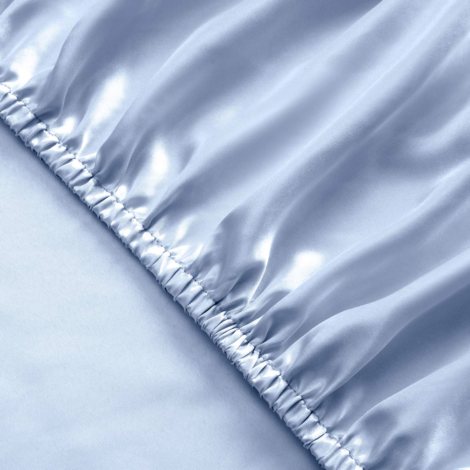 SiinvdaBZX 4-Piece Extra Deep Pocket Satin Sheet Set - Queen Size Ultra Soft Silky Baby Blue Bed Sheets for 18-24 Inch Mattress | Luxury Bedding for Master Bedroom, Guest Room & Hotel Use