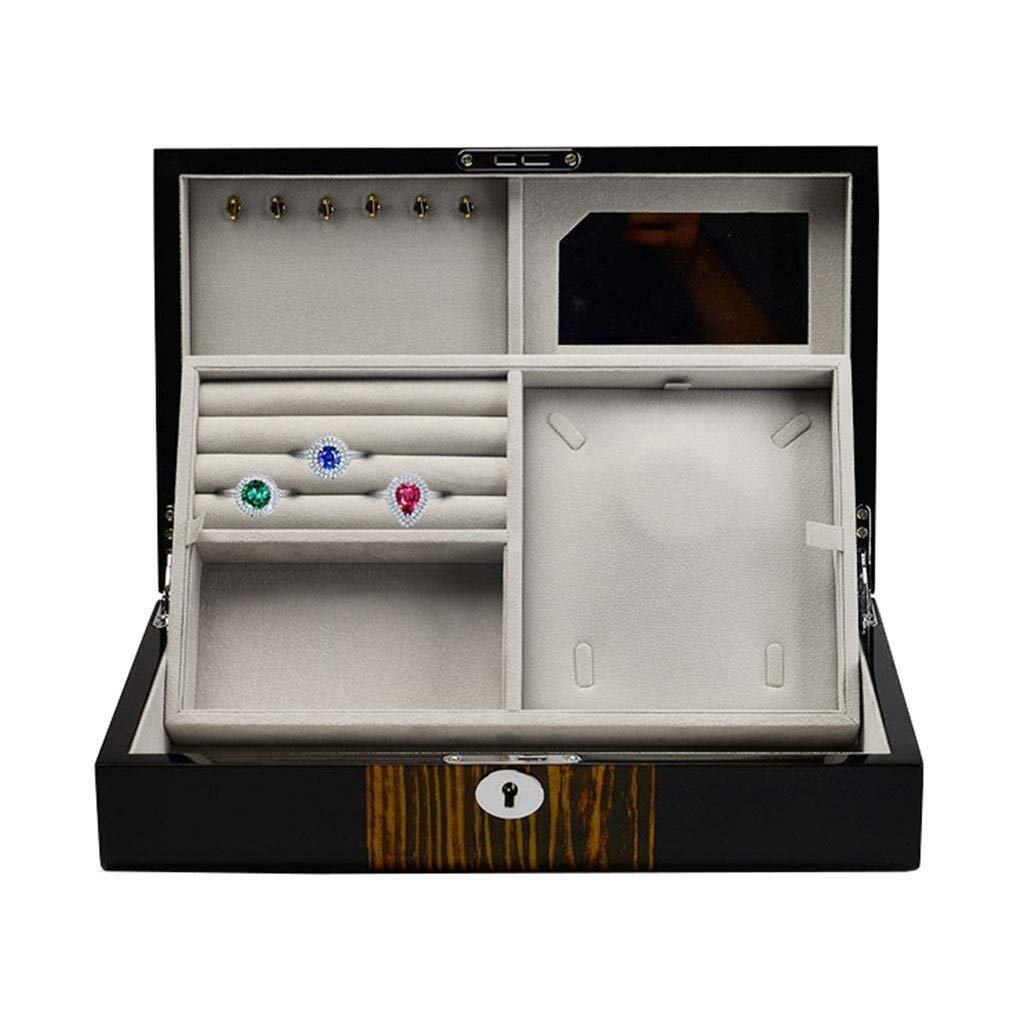 Portable Wooden Jewelry Box with Mirror - 2 Layer Jewelry Storage Organizer for Rings, Earrings, Necklaces & Bracelets - Perfect Gift for Women, Birthday, Anniversary & New Year Presents - Great for Travel, Home Decor and Vanity Organization