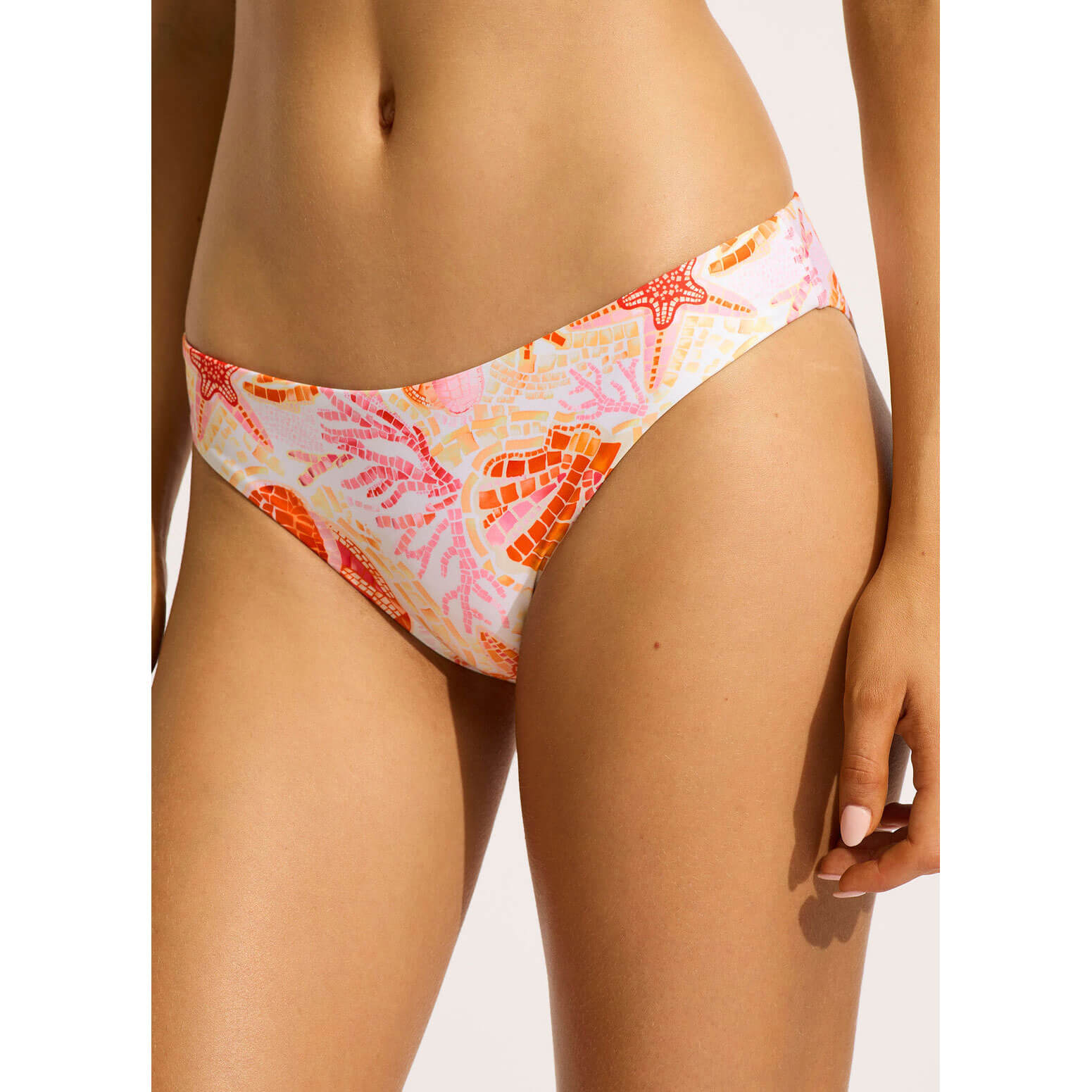Seafolly La Mer Hipster Bikini Bottom - White | High Waisted Swimwear for Women | Perfect for Beach Vacations & Pool Parties