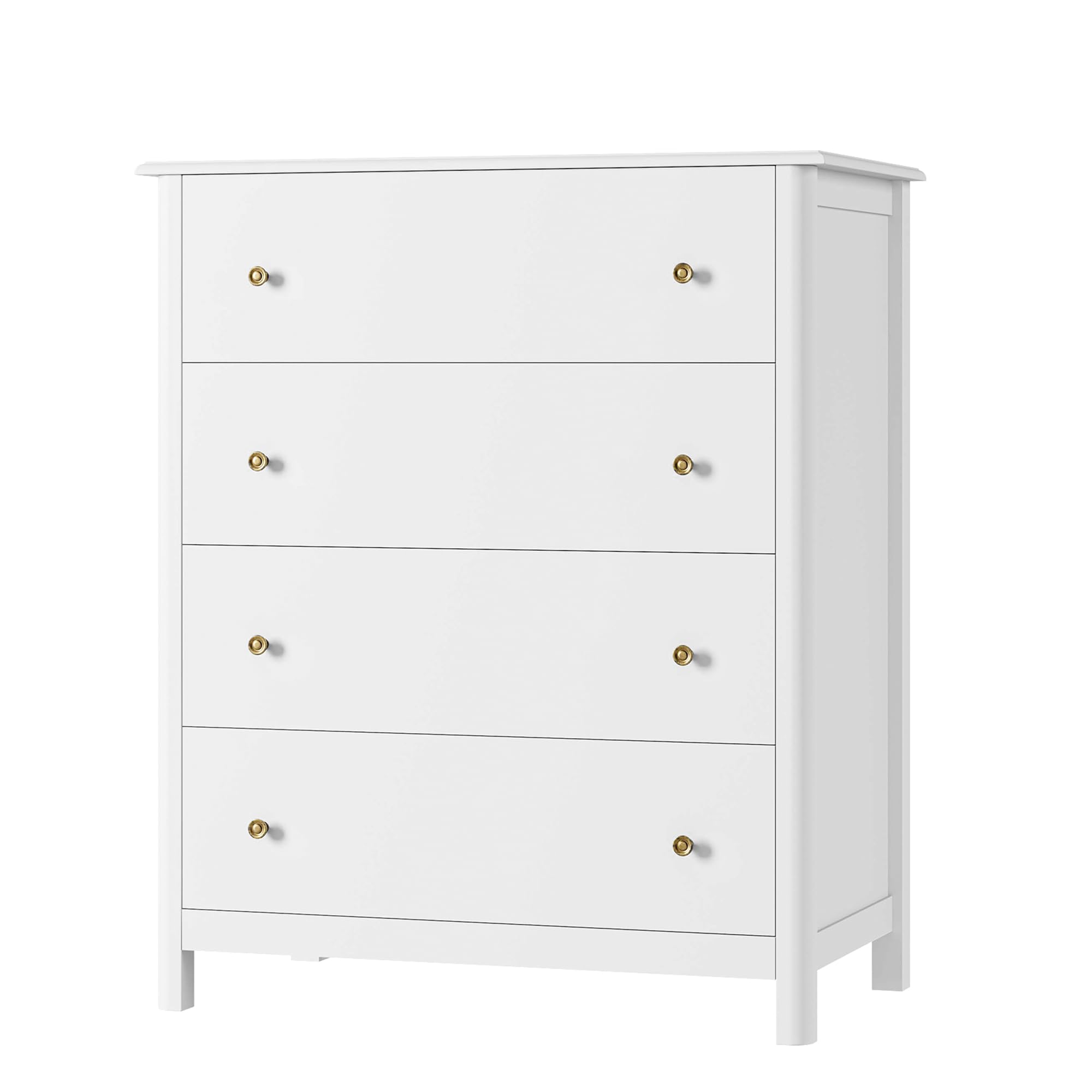 HOUSUIT White Dresser with 4 Drawers - Modern Wooden Storage Cabinet for Bedroom, Living Room, Entryway & Hallway - Ivory White Chest of Drawers for Home Organization & Decor