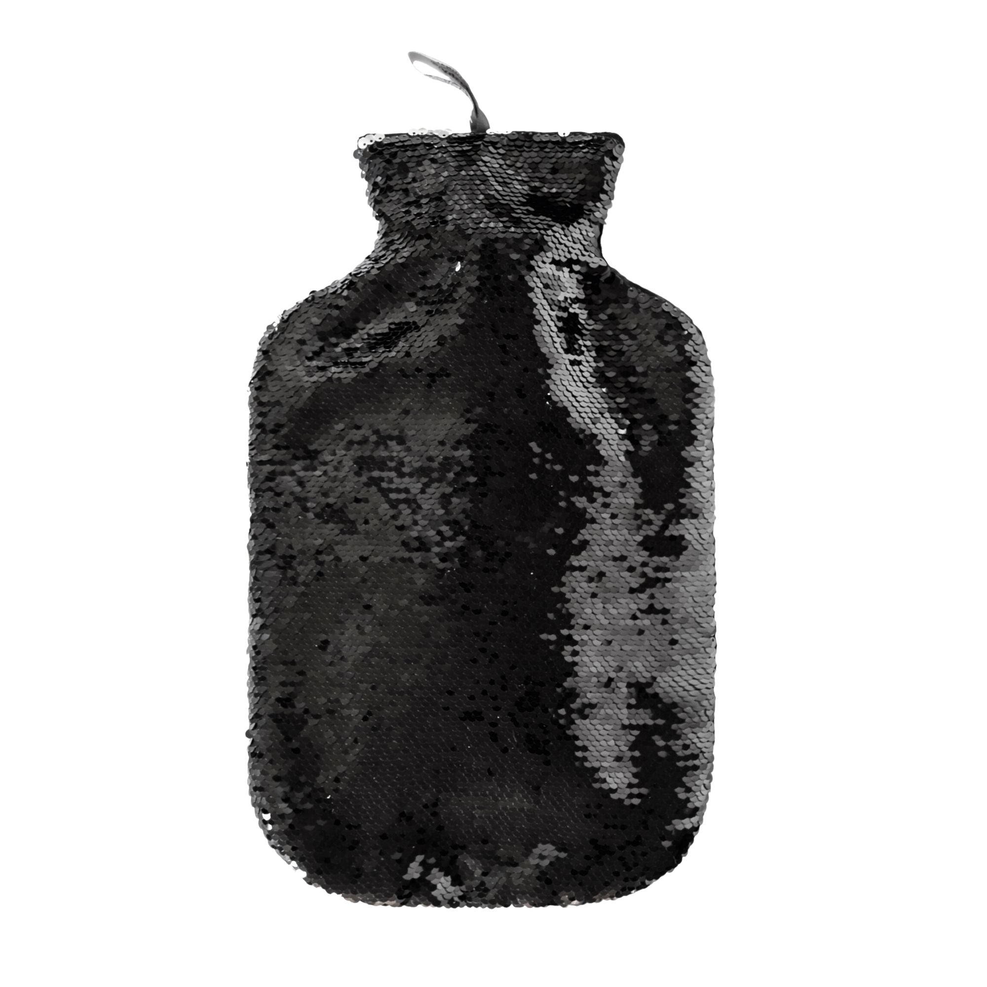 2 Liter Fashy Hot Water Bottle with Black Sequin Cover - Warm & Cozy for Winter Nights, Period Pain Relief, Muscle Relaxation - Perfect for Home, Office & Travel Use