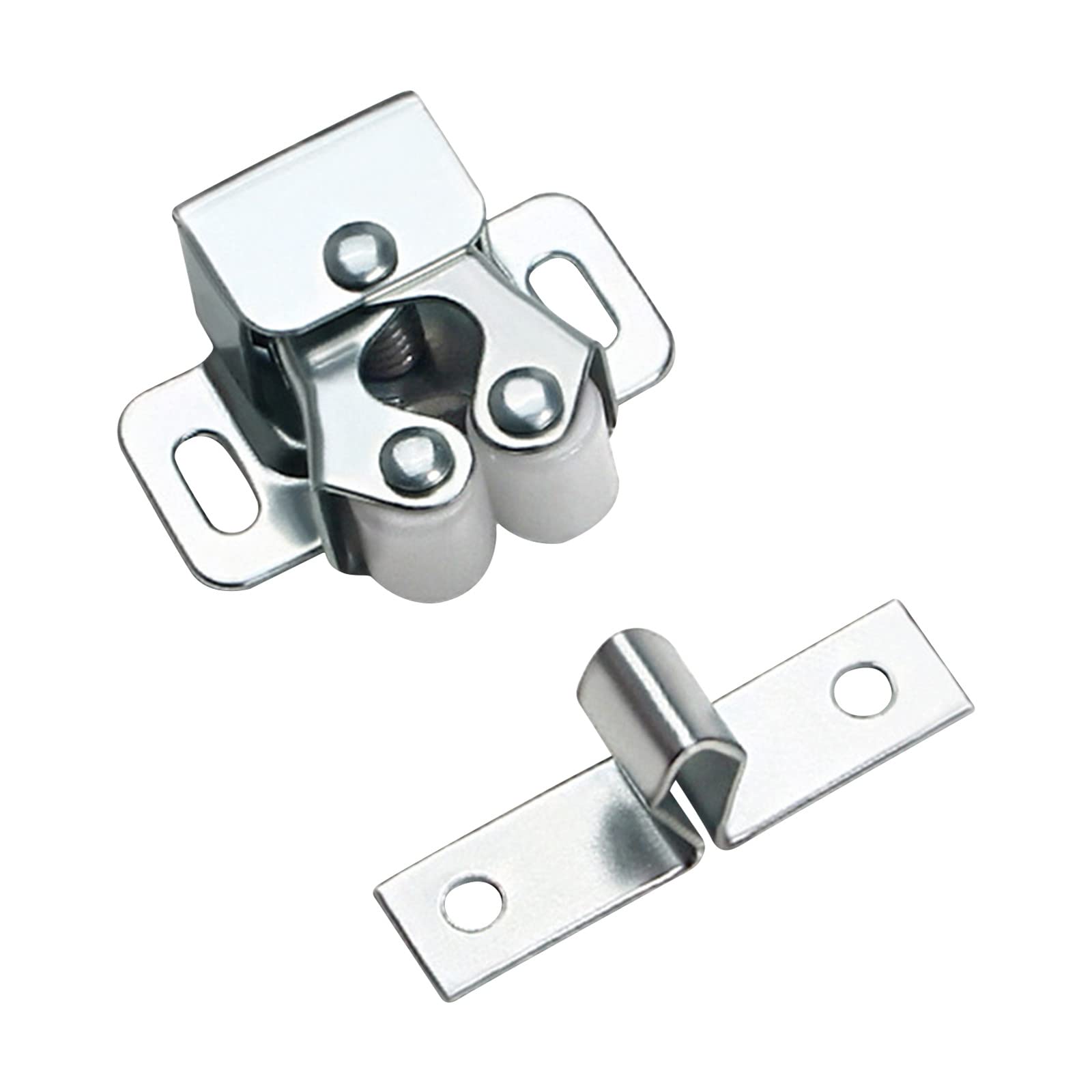 Vintage Style Stainless Steel Cabinet Door Snaps - Double Roller Catch Latch for Wardrobe, Cupboard & Furniture | Spring Buckle Lock for Secure Closure | Ideal for Home, Office & Antique Restoration Projects