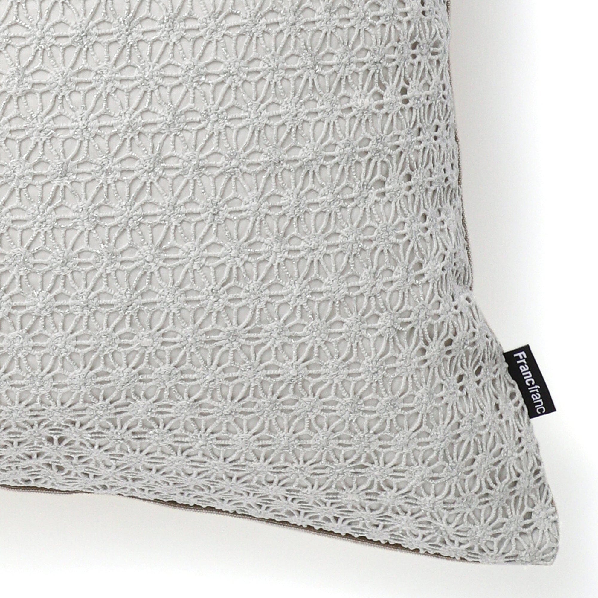 Lace Metallic Print Cushion Cover 18x18 Inches Gray - Elegant Home Decor for Sofa, Bedroom & Living Room