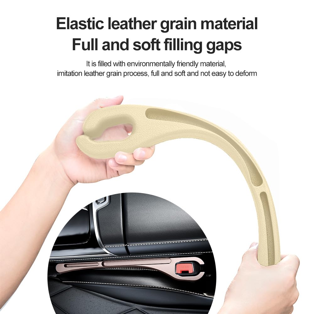 2PCS Universal Car Seat Gap Filler with Phone Holder - New Upgrade Beige Organizer for Preventing Items from Falling, Perfect for Sedans, SUVs, and Trucks