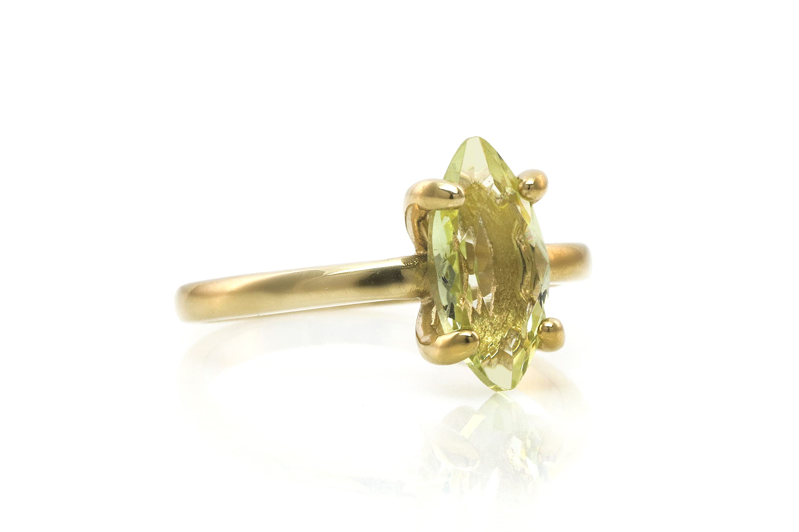 Lemon Quartz Anemone Ring - 14K Gold Custom Engagement Ring, Promise Ring, Fashion Jewelry - Handmade Elegant Ring with Gift Box for Anniversary, Wedding, Valentine's Day Gift