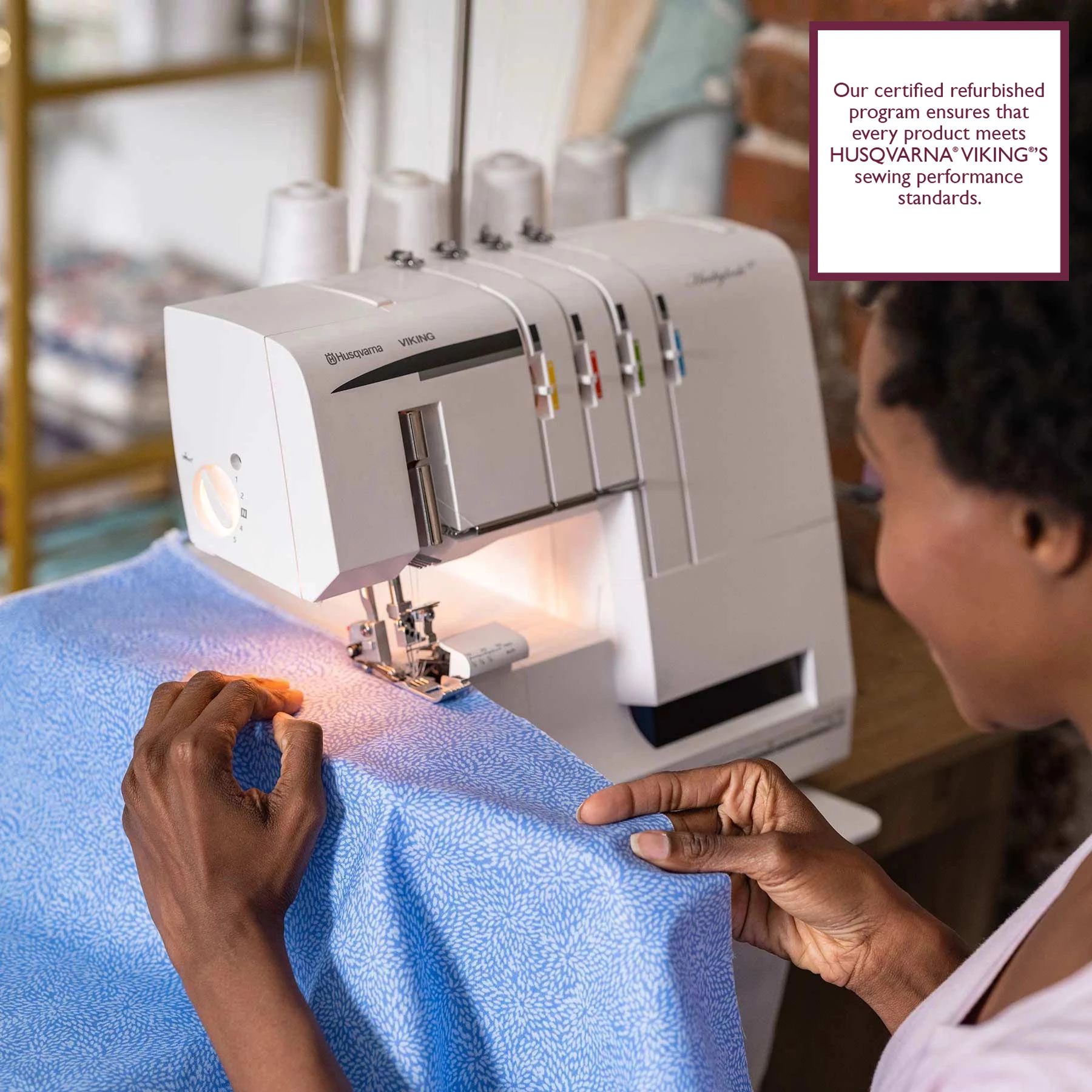 Refurbished HUSQVARNA VIKING HUSKYLOCK s21 Overlock Sewing Machine - Professional Serger for Home Tailoring, DIY Projects & Fabric Edging