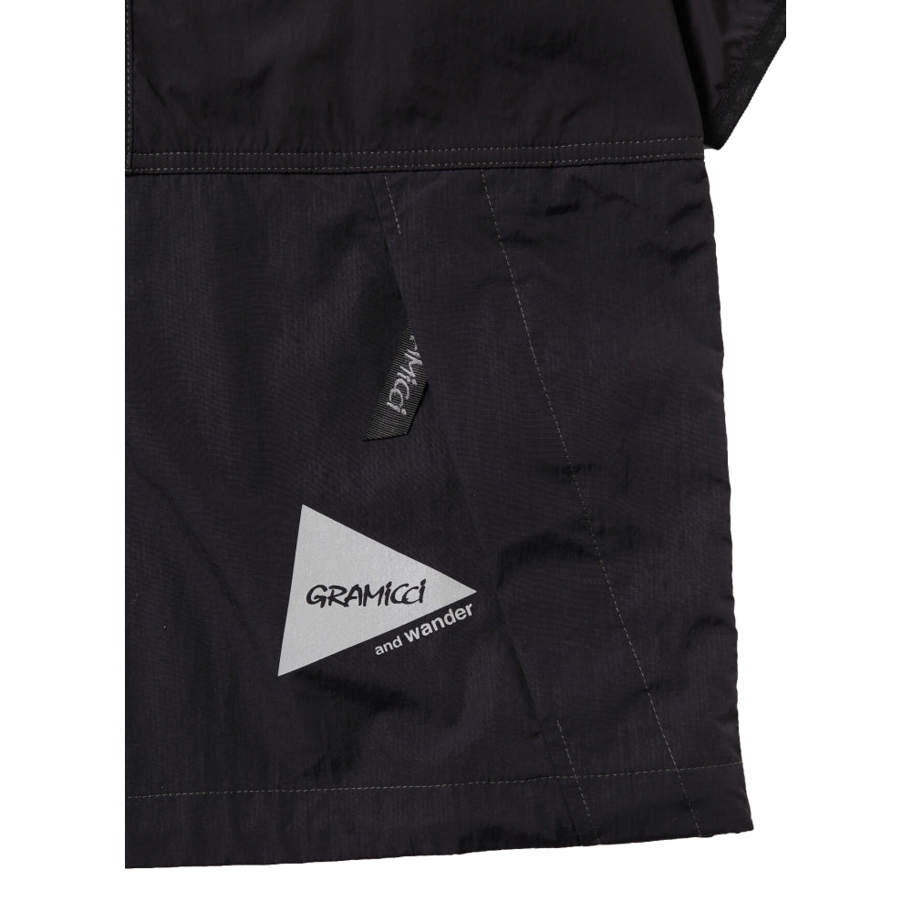 GRAMICCI x ANDWANDER Patchwork Wind Tee - Black | Lightweight Outdoor Windbreaker for Hiking & Urban Exploration