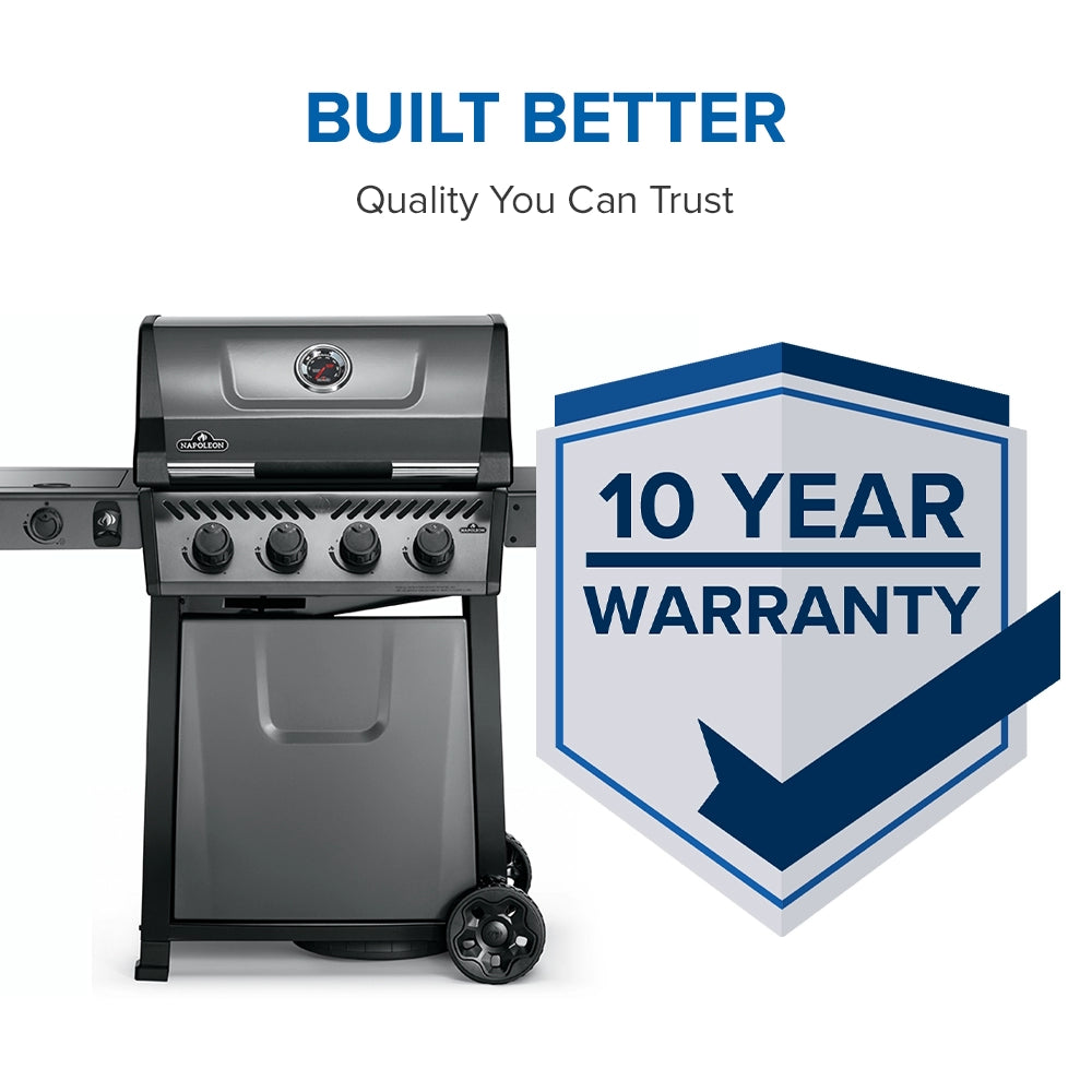 Napoleon Freestyle 425 4-Burner Propane Gas Grill with Side Burner | F425DSBPGT ECP | Perfect for Backyard BBQs, Patio Cooking & Outdoor Entertaining
