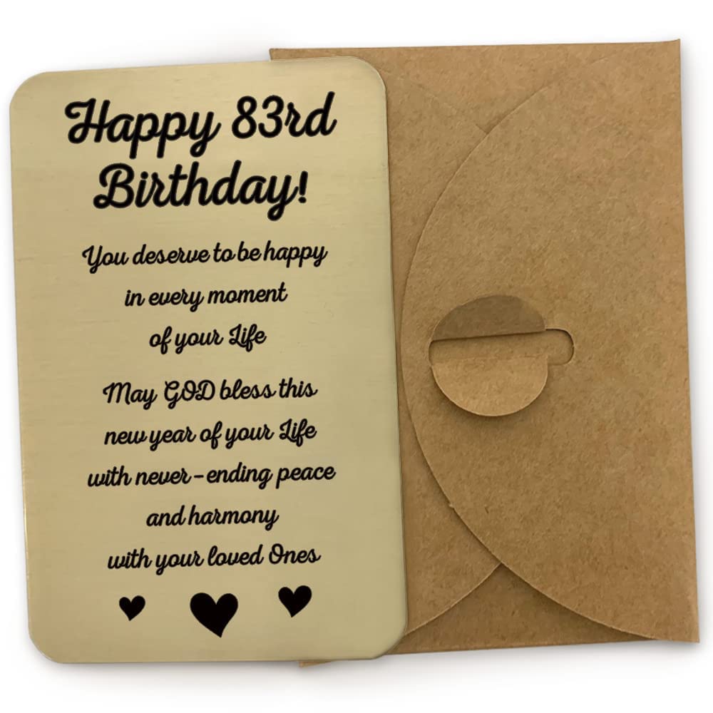 83rd Birthday Aluminum Card - Unique Gift for Wife, Husband, Grandmother or Grandfather - Personalized 83 Years Old Celebration Keepsake - Under $10 - Perfect for Anniversaries, Retirement Parties & Milestone Celebrations