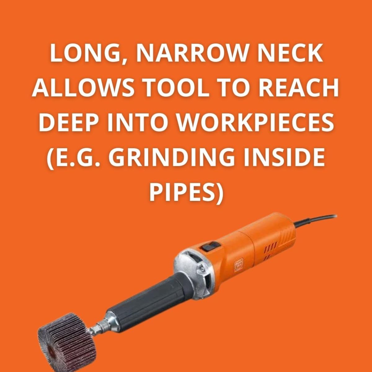 Fein 710W Long-Neck Die Grinder with Variable Speed - Advanced Safety Features & Dust Protection for Metalworking, Woodworking & Automotive Repair - GSZ 8-90 PEL (72232060090)