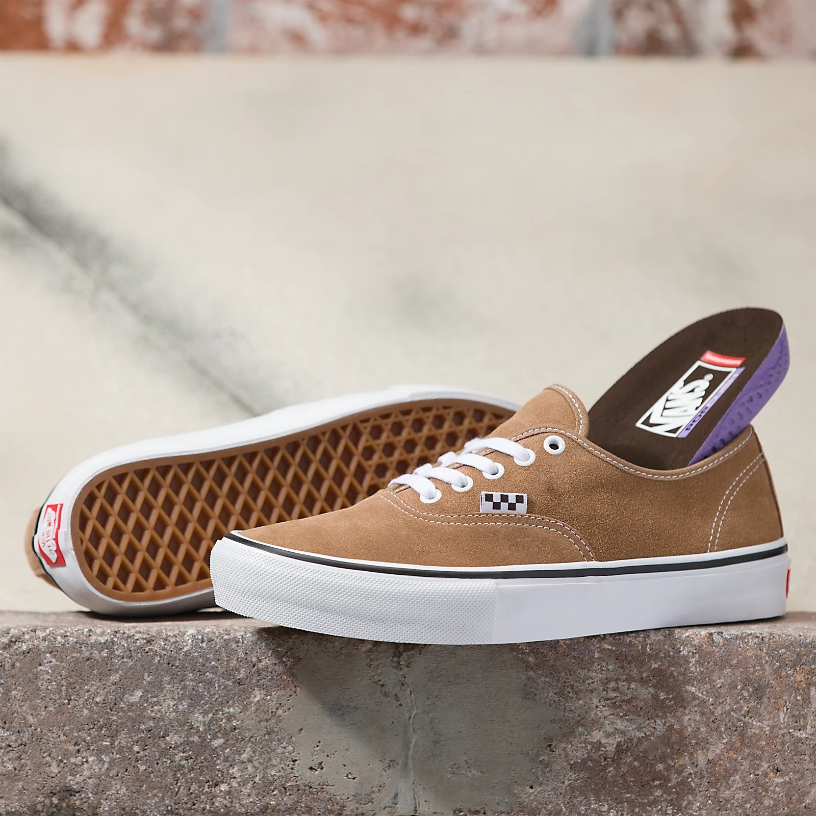 VANS Women's Authentic Suede Skate Shoes in Tobacco Brown - Comfortable Casual Sneakers for Skateboarding, Streetwear & Everyday Wear