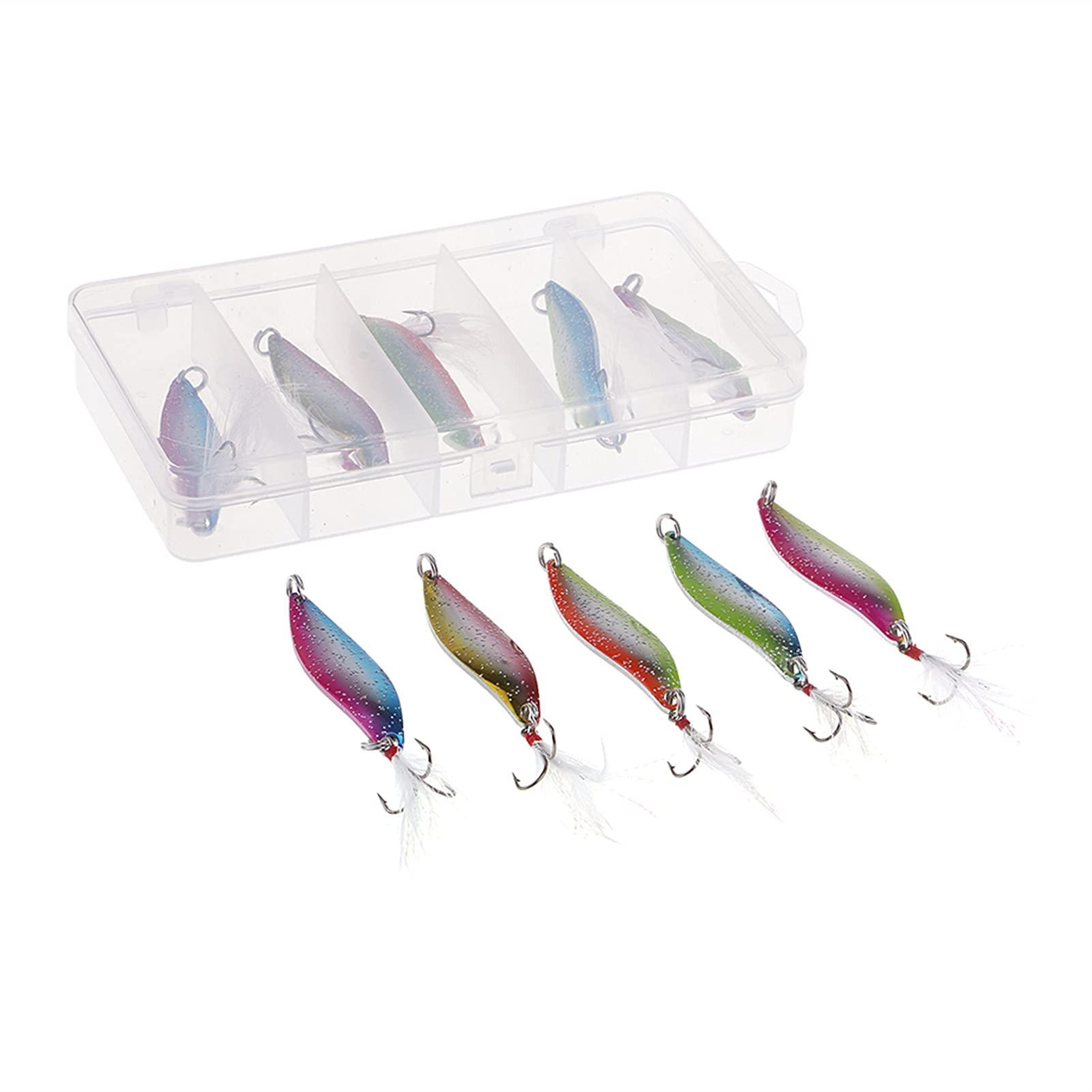 10x Spoon Fishing Lures with Sequins - 8g Trout Hard Bait Wobblers & Attractants for Freshwater Fishing - Perfect for Lake, River and Stream Angling