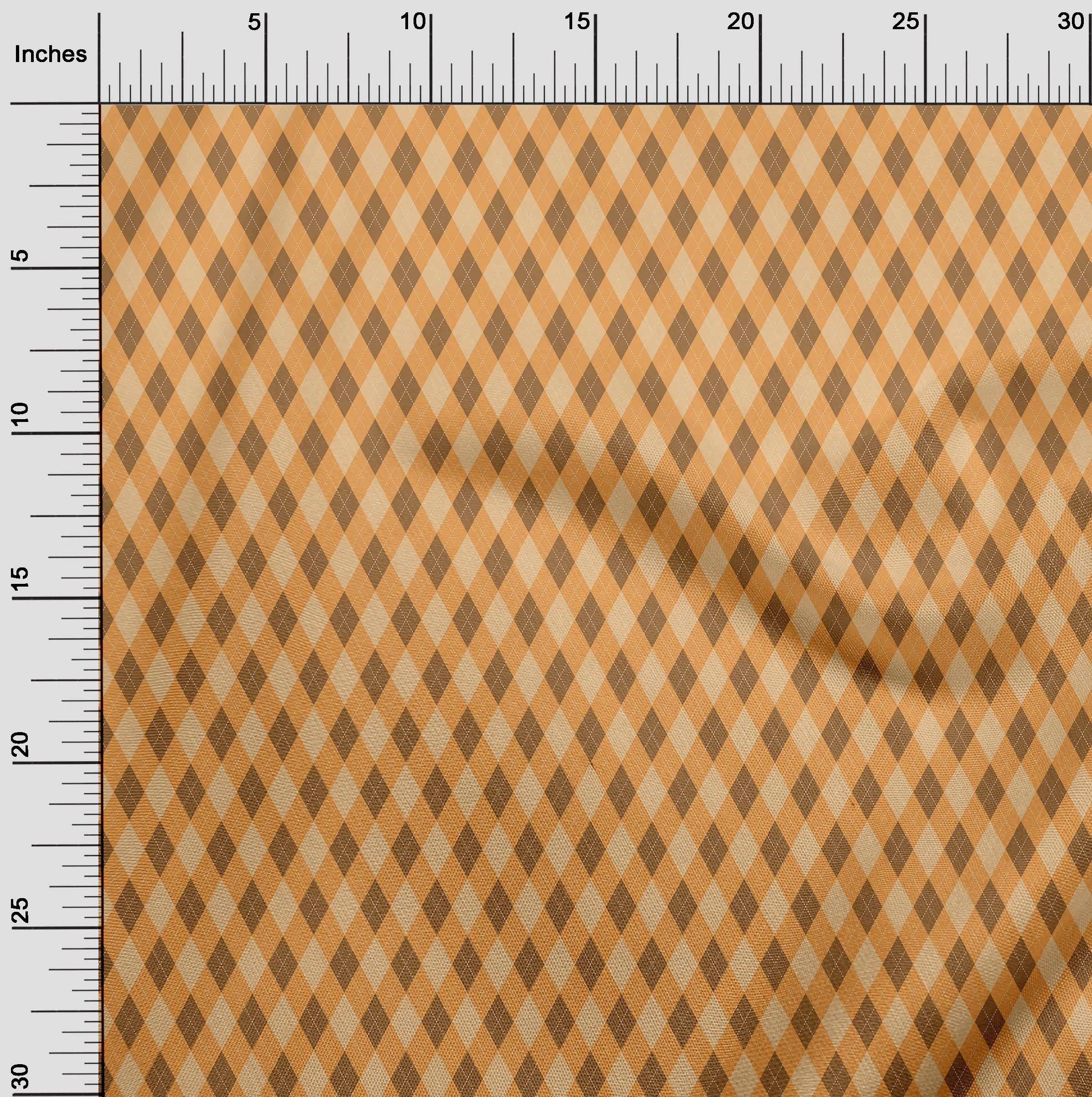 oneOone Polyester Spandex Dark Mustard Check Argyle Printed Fabric - 56 Inch Wide for Sewing, Crafts & DIY Projects | Perfect for Clothing, Quilting & Home Decor