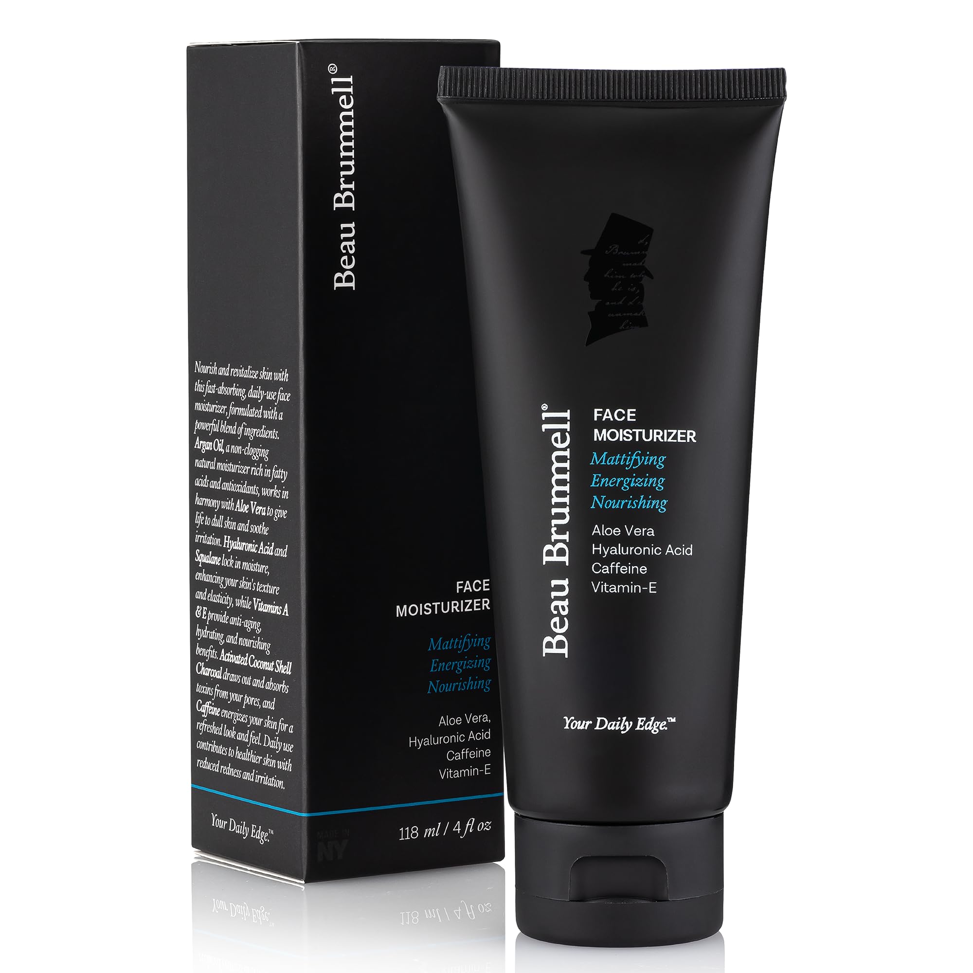 Beau Brummell Men's Facial Moisturizer - Energizing Daily Face Cream for Men with Hydrating Formula - 4 fl. oz. - Perfect for Morning Skincare Routine & Post-Shave Soothing